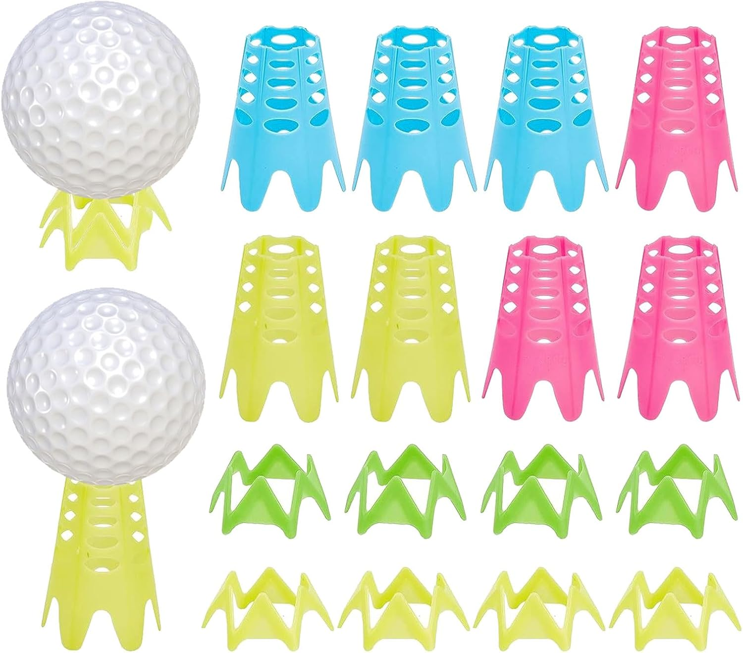 CHGCRAFT 17Pcs Golf Simulator Tees Plastic Golf Tee Golf Mat Tees Practice Golf Tees Perfect for Turf and Driving Range Indoor Claw Tee Mixed Color
