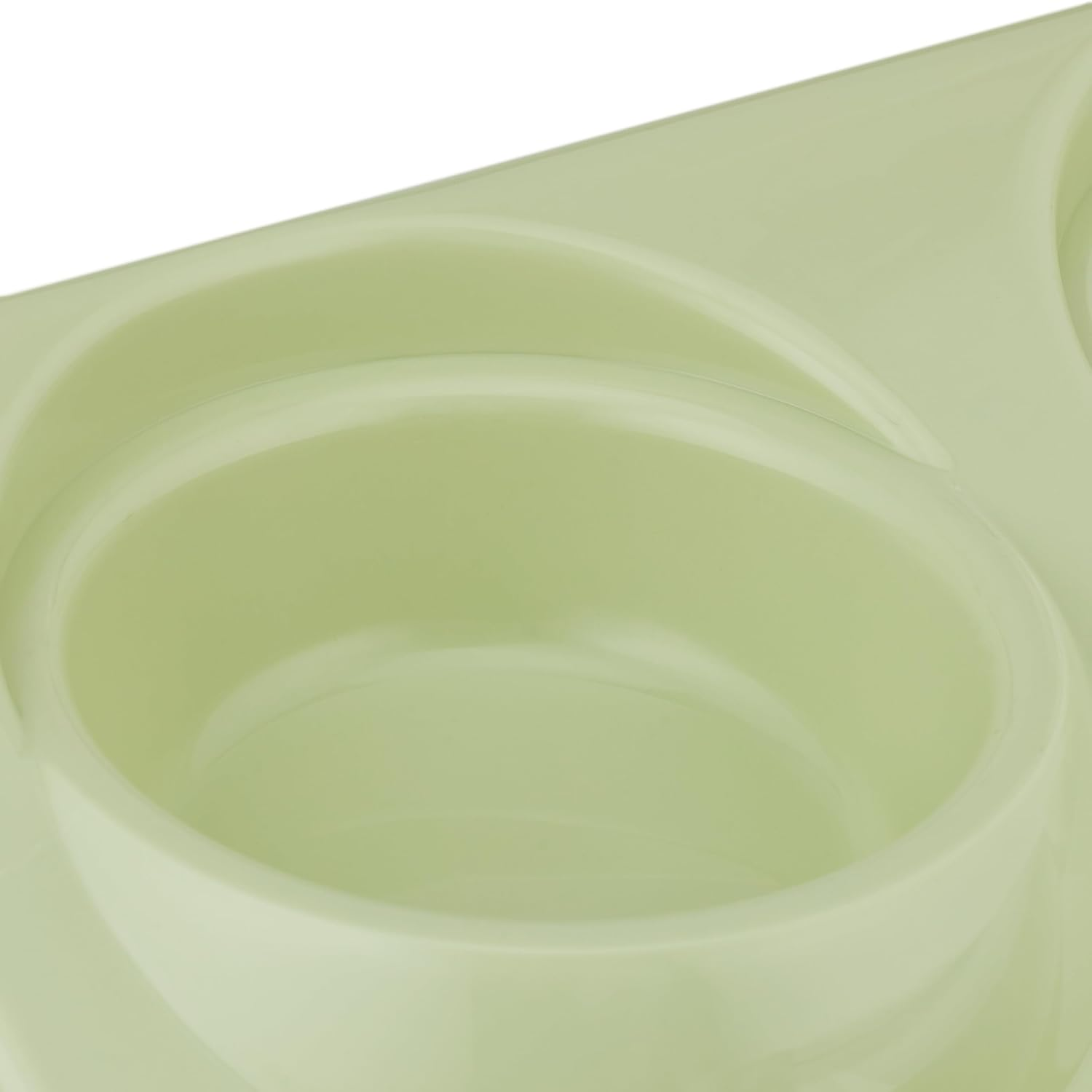 Relaxdays Double Bowl, 2 Feeding Bowls, 150 Ml, Cat Feeding Bowl Set, Raised Water Bowl, H X W X D 6.5 X 29 X 19 Cm, Green/Silver image number 5