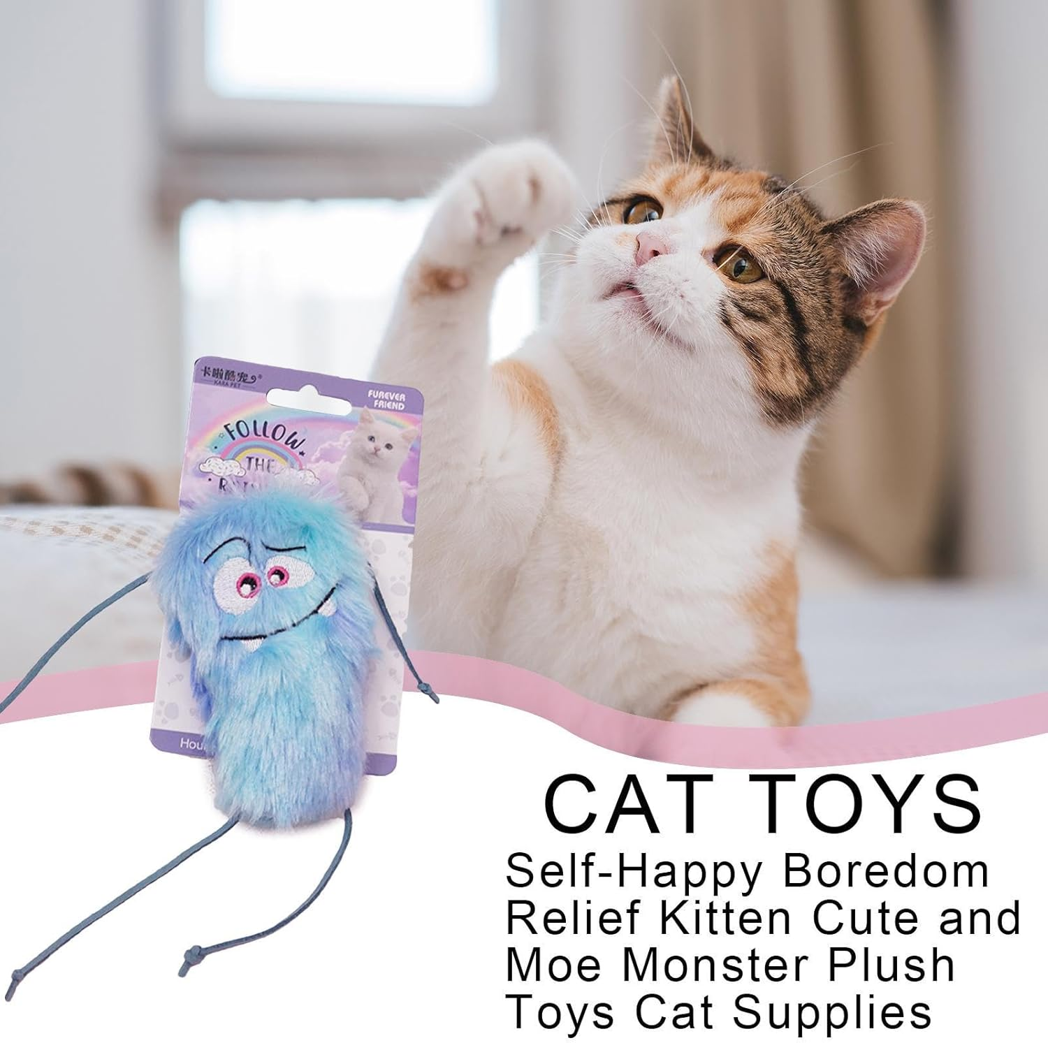 Catnip Toys Plush Cat Chew Toy, Cute Plush Cartoon Cat Toys Interactive for Indoor Cats, Kitten Teething Toys for Fun and Healthy Chewing, Kitten Supplies Pouxa image number 4