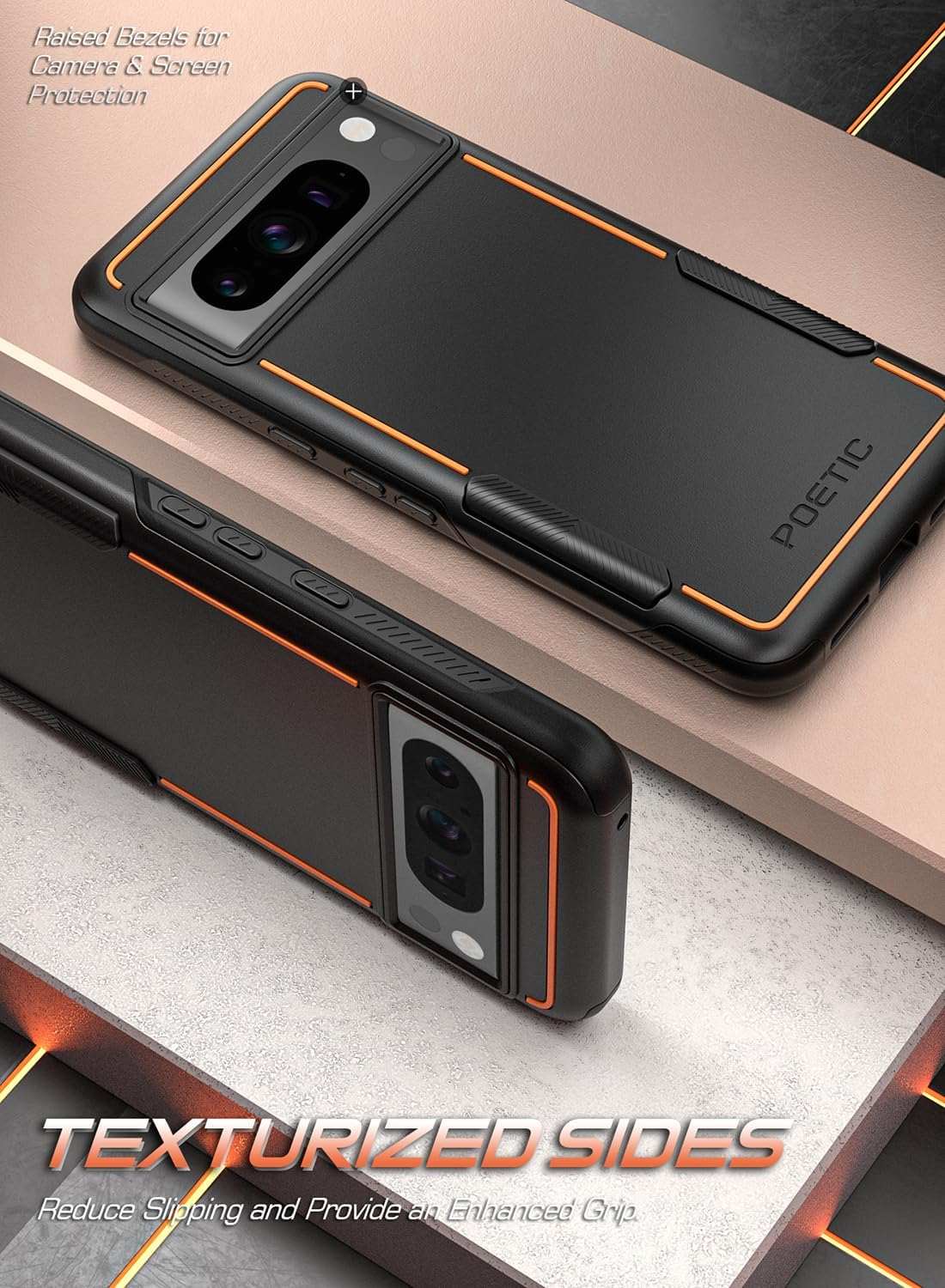 Poetic Neon Series Case Compatible with Google Pixel 8 Pro 5G 6.7 Inch, Dual Layer Heavy Duty Tough Rugged Light Weight Slim Shockproof Protective Cover Case, Black - Black image number 5