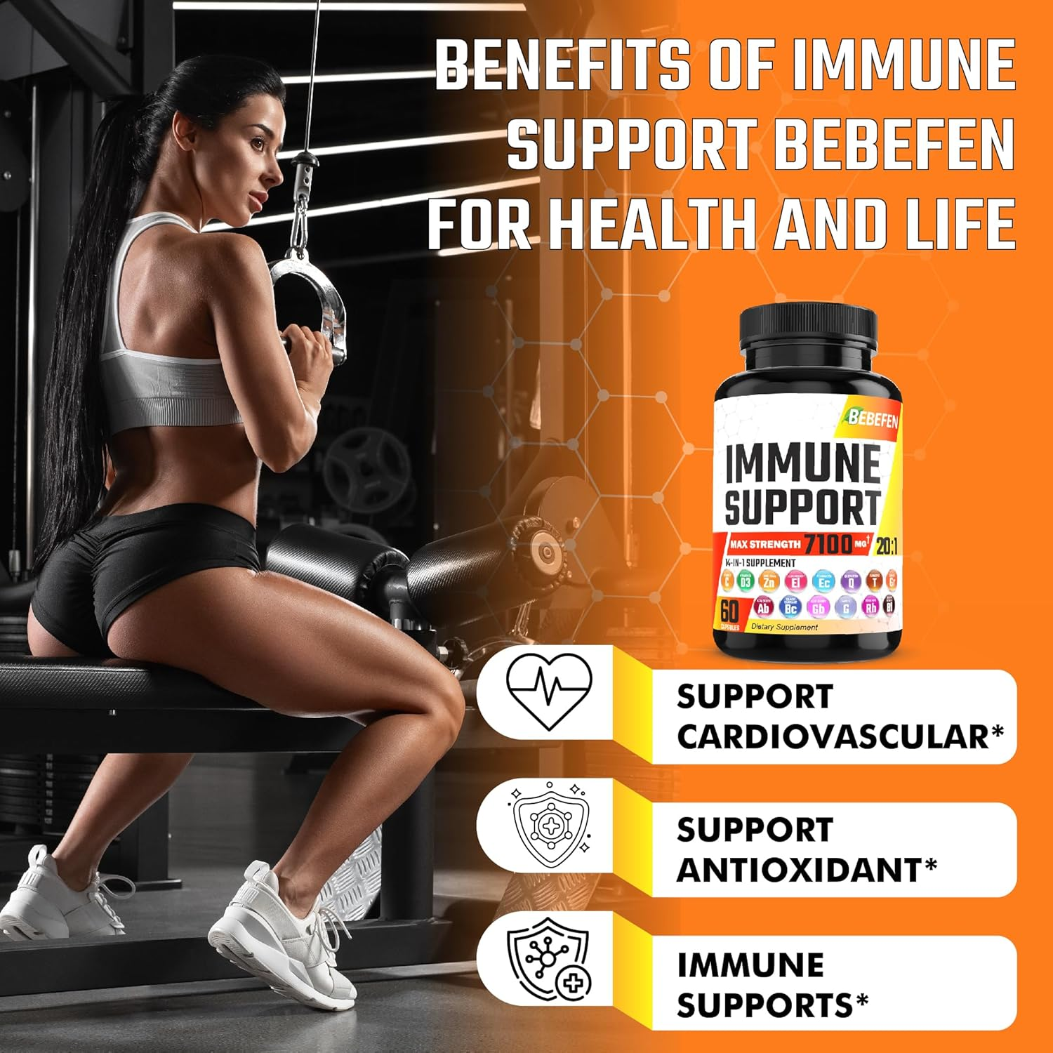 Supplement | Antioxidant Immune Boosters for Adults - Elderberry 4000Mg Echinacea 1000Mg Quercetin 500Mg with Zinc Vitamin C Turmeric Curcumin image number 1
