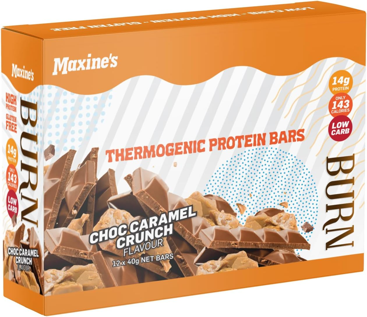 Maxine'S Burn Fat Burning Protein Bars, Caramel Crunch, Box of 12 X 40G Bars image number 2