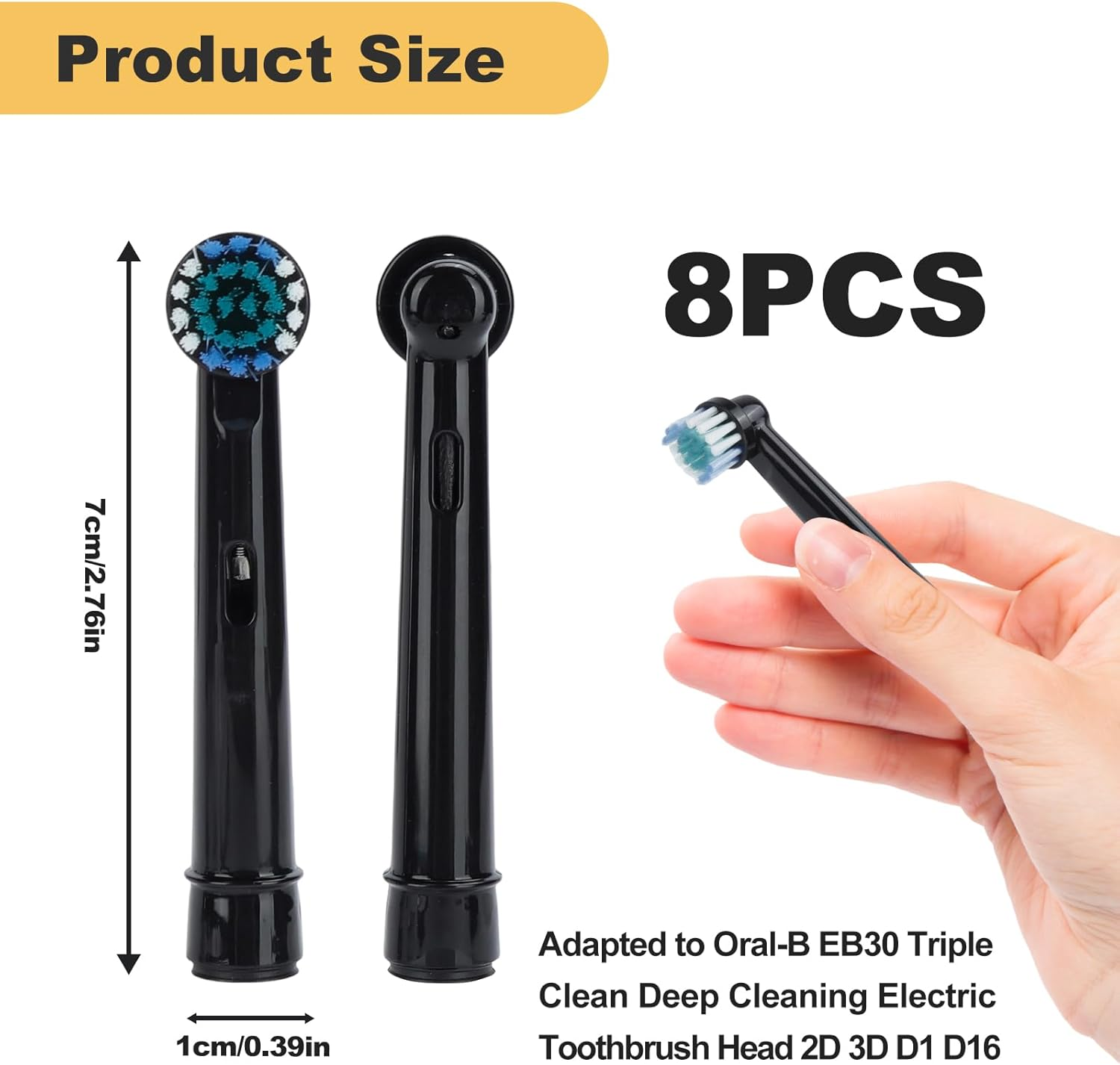 8-Pack Replacement Toothbrush Heads Compatible with Oral B Toothbrush and Vitality Plus、Pro 100 300 2000 2500X, Electric Toothbrush Heads for Deep Cleaning and Plaque Removal