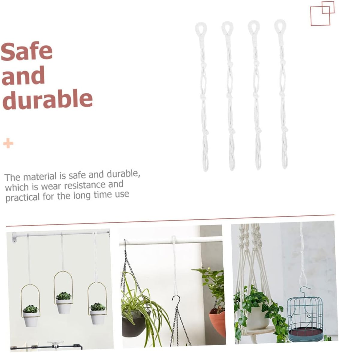 Sosoport 20Pcs Macrame Plant Hanger Extender for Indoor Flower Pots Hanging Basket Holders Rope for Home Gardening Supplies and Plant Stands image number 6