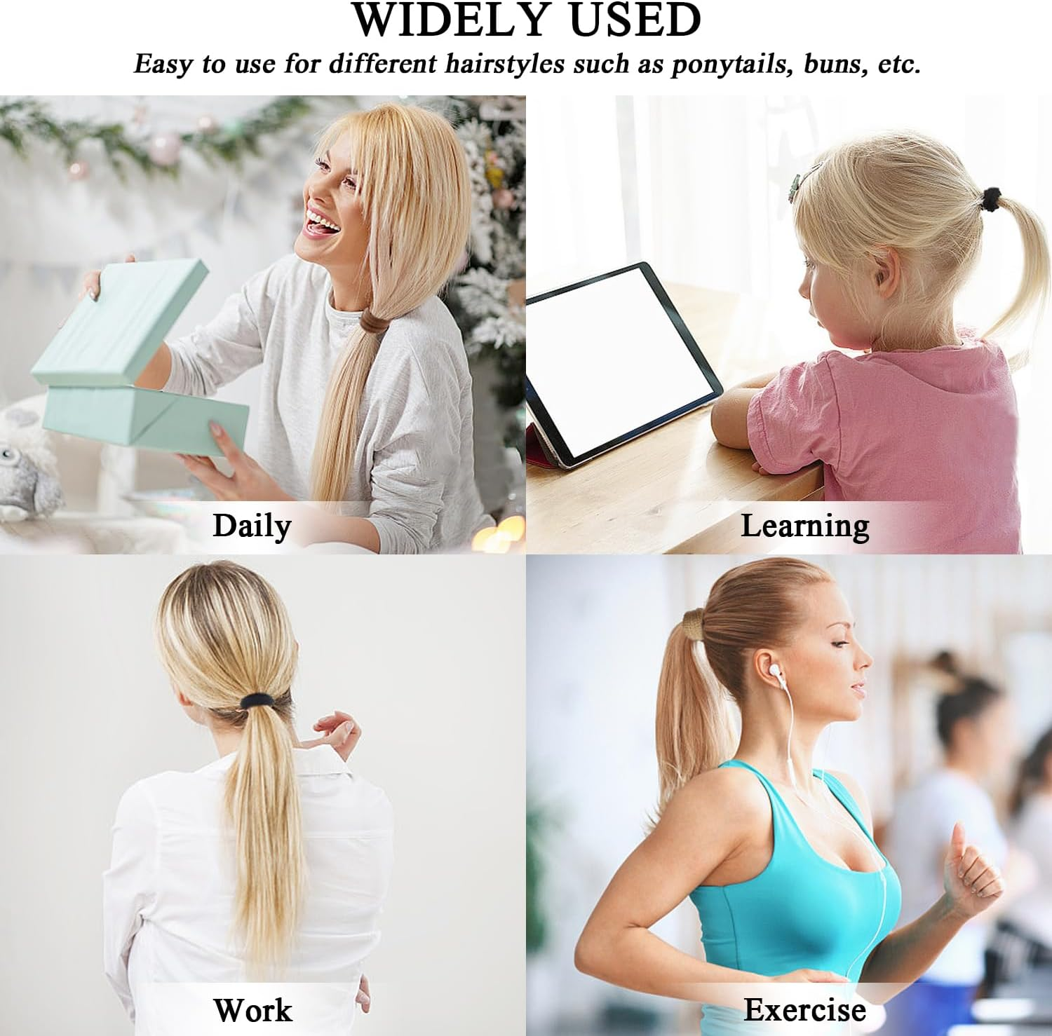 TRKETK Pack of 100 Cotton Hair Bobbles, Soft Elastic Hair Bobbles, Seamless Hair Bands, Stretchy Ponytail Holder, 4 Cm, Cotton Hair Scrunchies, Elastic Hair Bobbles for Women, Men, Girls, Children image number 1