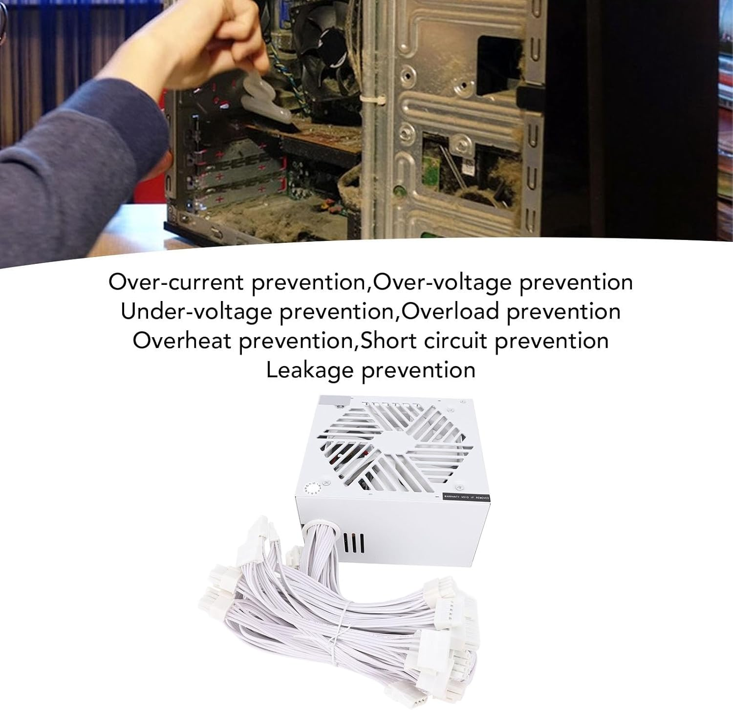 700W Computer ATX Power Supply, 120Mm Fan Intelligent Temperature Control with Multiple Protective Mechanisms, for Desktop PC Gaming Systems image number 3