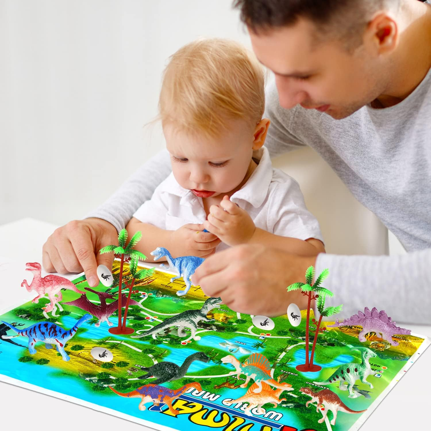 LOMIMOS 29Pcs Dinosaur Figures Toys Set,Assorted Miniature Toys for Kids,Education Themed Party,Cupcake Topper