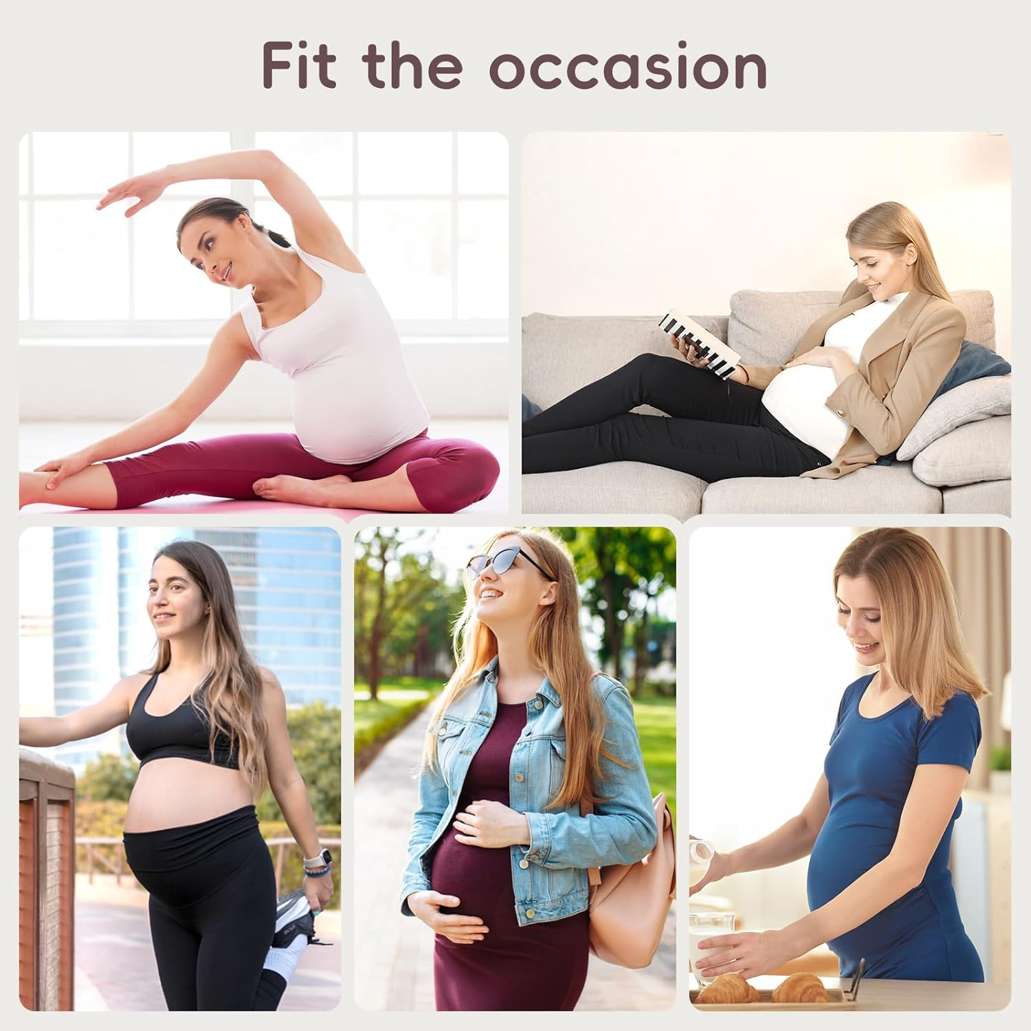 5-In-1 Pregnancy Support Belt - Adjustable Maternity & Postpartum Belly Band with Shoulder Strap | Relieve Back, Pelvic & Hip Pain during Pregnancy, Labour & Recovery (Beige, XL) image number 5