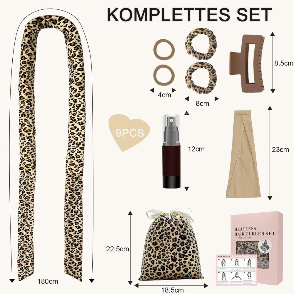 CUEMOON Hair Rollers Overnight Long Hair, Satin Curls without Heat, 180 Cm Soft Velvet Non-Slip Sleep, 9 Pieces Curls Overnight Set with Sleep Cap for Long Hair image number 5