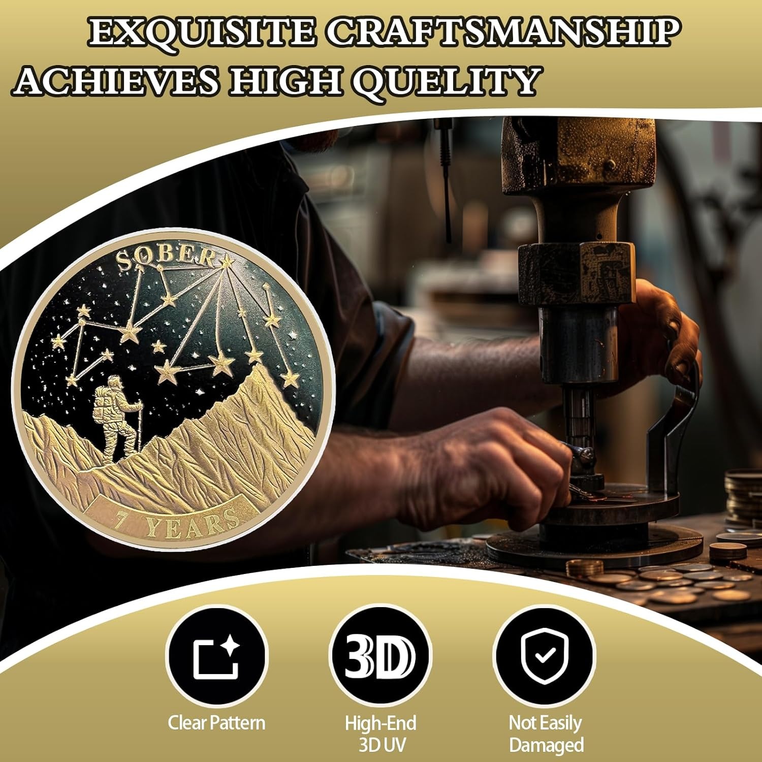 Under the Stars Pathfinder 7 Year Sobriety Coin, Explore Hope AA Coin - Bronze Seven Year Sober Medallions with Inspirational Quotes, Personalized Affirmation Sobriety Gifts for Men and Women image number 5