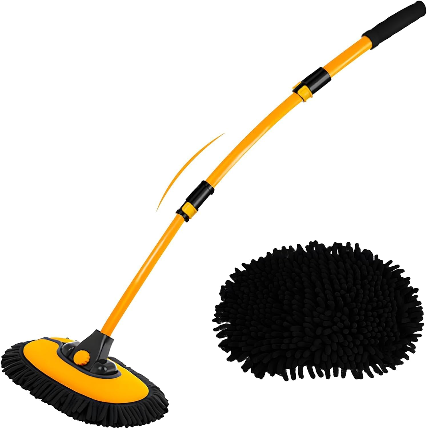 15&deg; Curved Car Cleaning Brush Car Wash Brush with Telescopic 43" Aluminum Alloy Handle for Soft Chenille Head Wash Mop for Scratch Free Cleaning of Caravans, Vans, Trucks, Boats, RV Roofs image number 1