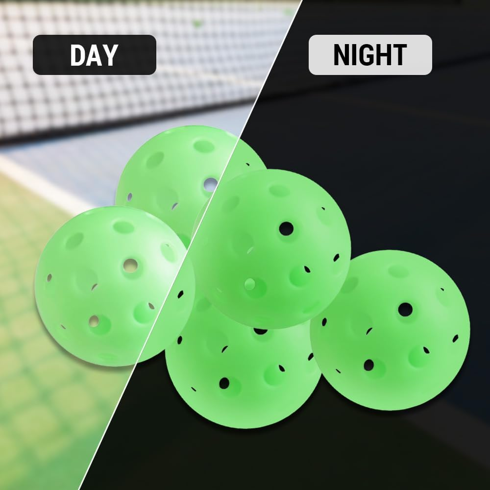 5 Pack Pickleballs Indoor Outdoor 74Mm Luminous Pickle Balls image number 5