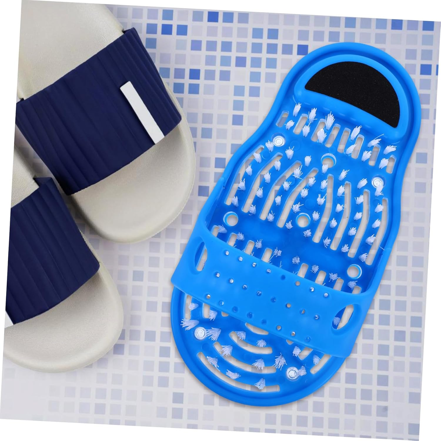 TOVINANNA Lazy Foot Scrubber with Dual Bristles Exfoliating Shower Foot Cleaner for Dead Skin Removal and Relaxing Massage the Bathroom image number 2