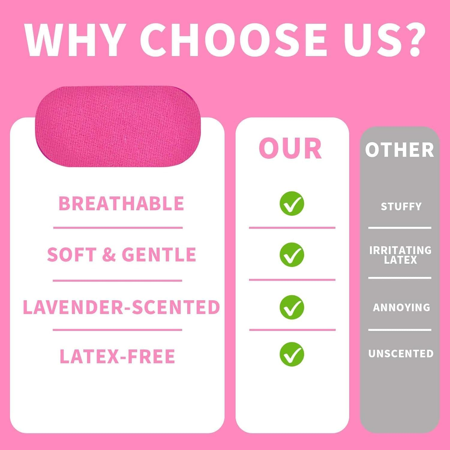 Premium Mouth Tape - Pain Free Removal, Hypoallergenic, Latex Free & Gentle on Skin - Skin Friendly Adhesive Cotton Tape (Pink, 30 Pack) image number 3