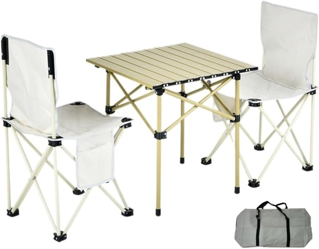 Folding Camping Chair Set, XICEN Foldable Table and Chairs 3 Piece Set, Lightweight Camp Chairs with Table,Large Lawn Chair Portable for Adults Hiking, Fishing,Beach, Picnic, Patio, Travel, Carry Bag
