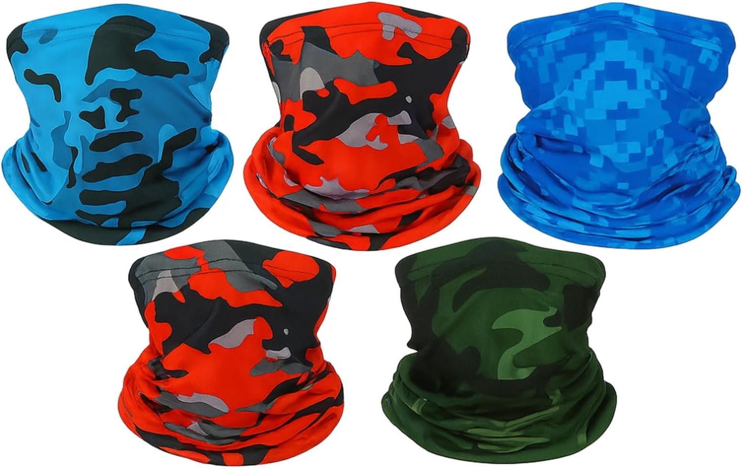 YBVABE Neck Gaiter, Multifunction Headwear Bandana Face Masks, Elastic Ice Silk Outdoor Tube Scarf, UV Resistance Cooling Breathable Face Cover Scarf for Men Women Sports - Cycling Hiking Fishing