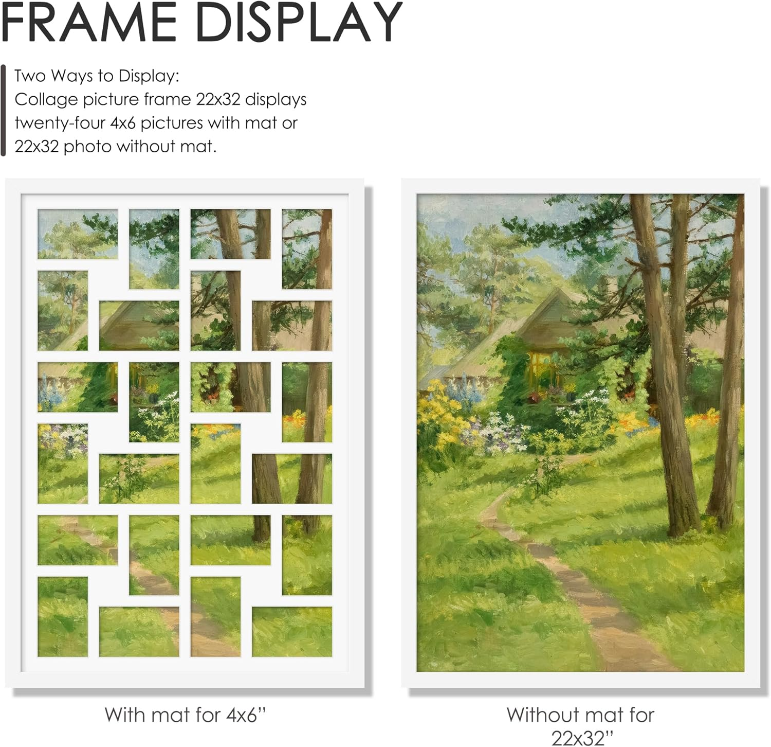 DUENPY 22X32 Collage Picture Frame 4X6 Picture Frames Collage Wall Decor Displays Twenty Four 4X6 Inch Photos Available Horizontal Wall Mounting Display and Vertical White image number 2