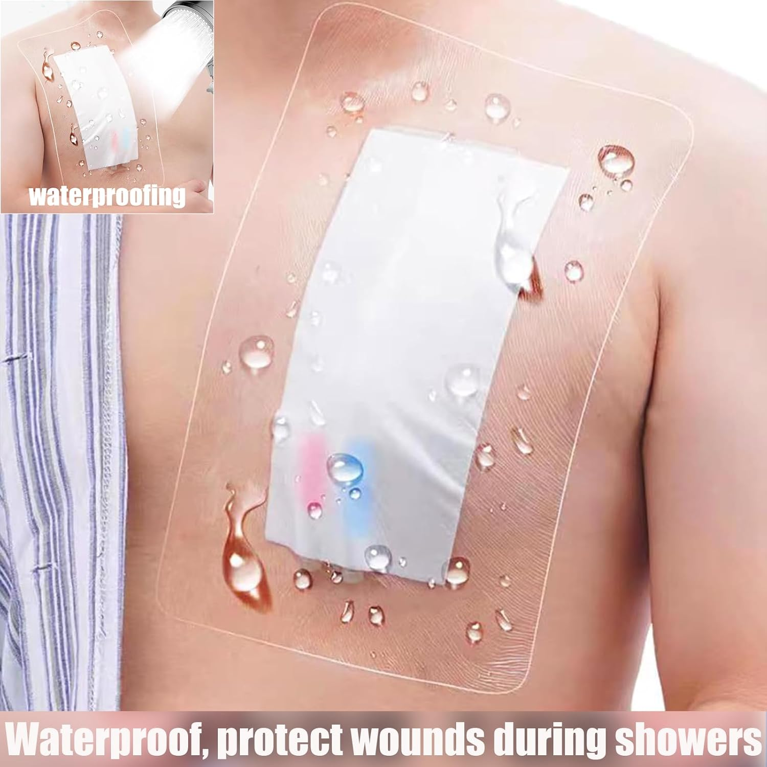Large Wound Dressings, Adhesive Waterproof Dressing Pad Bandage Patches for Post Surgical Shower Wound Cover,6Pcs image number 6