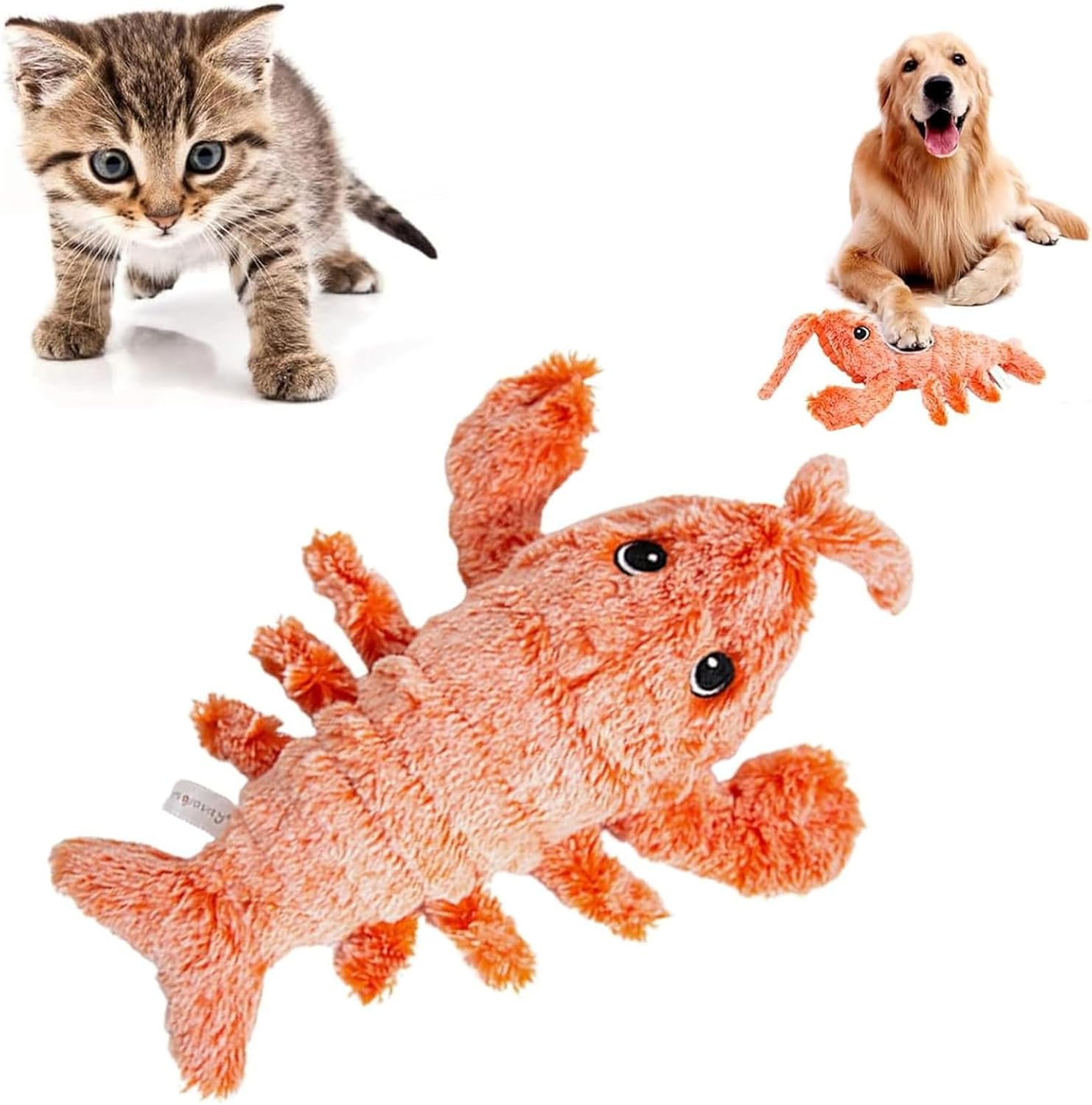 ANXINGJU NEPHEW Flopping Lobster Toy,Usb Rechargeable Washable Wiggle Lobster Toy Includes 2 Packs of Catnip for Cats up to 15 Lbs image number 2