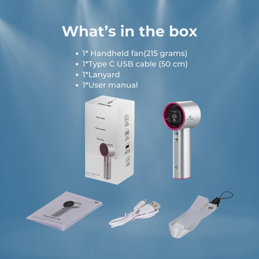 Wind Wise Portable Rechargeable Fan with Digital Display, Adventure Travel Outdoor (Grey) image number 3