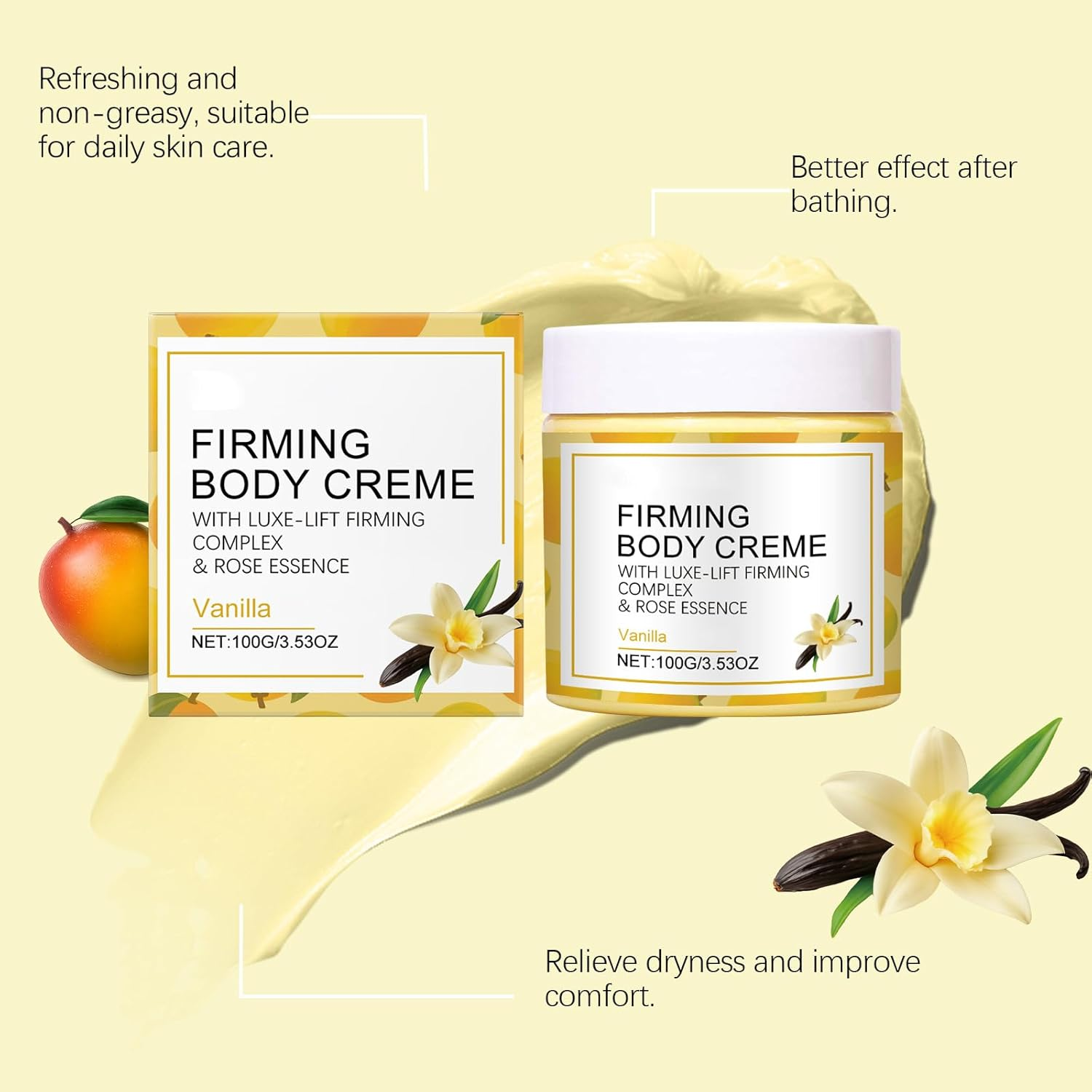 Firming Body Cream, Tightening and Lifting Neck Cream for Hydration and Wrinkle Reduction, Pistachio Lotion for Dry Skin, Nourishing Vanilla Scent, for Men and Women, Naked and Thriving (2PCS) image number 6