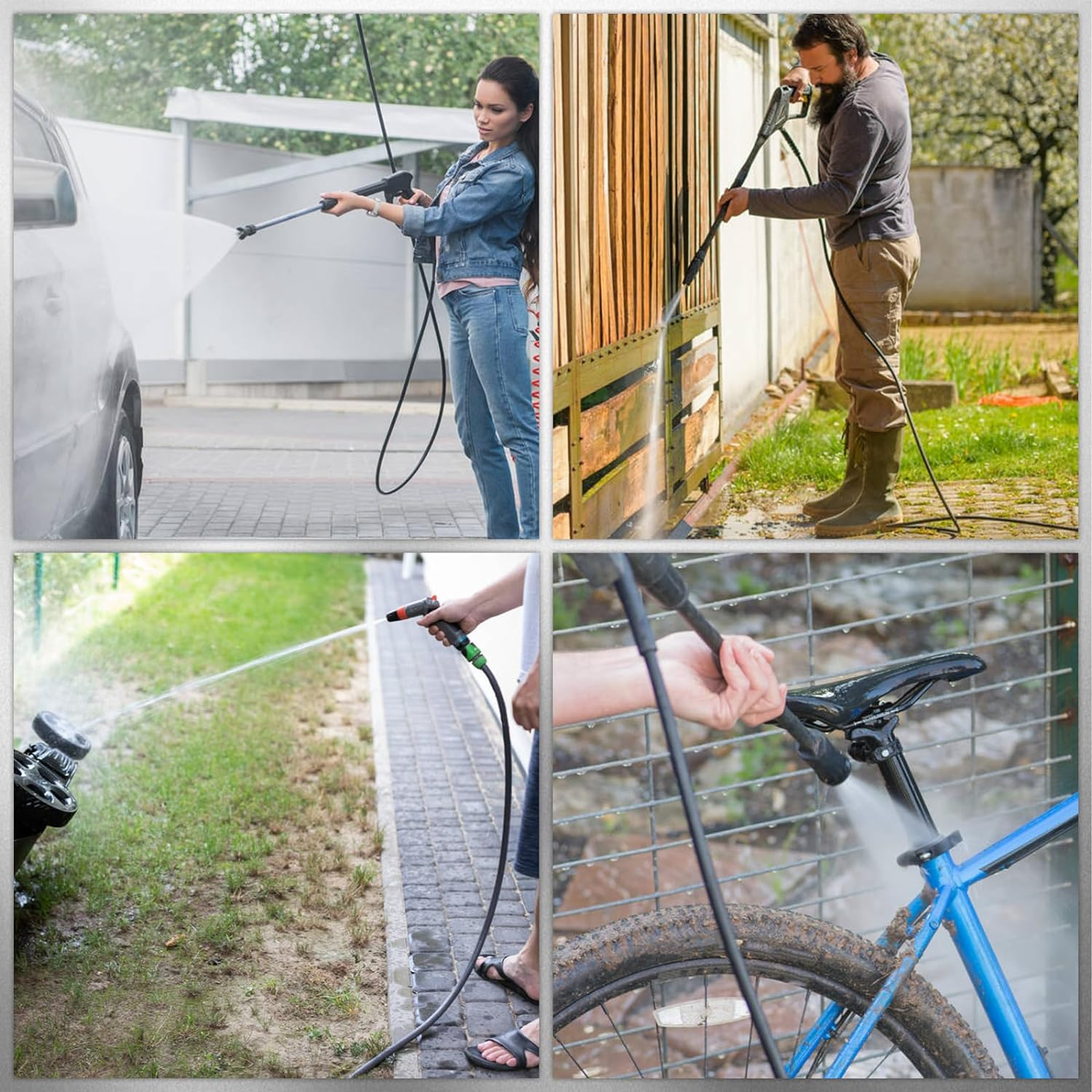 Pressure Washer Hose for Karcher, 10 M Pipe Cleaning Set Suitable for K2, K3, K4, K5, K6, K7 Including 180 Bar Pressure Washer Replacement Hose with Click Quick Connect Plug System (10 M)