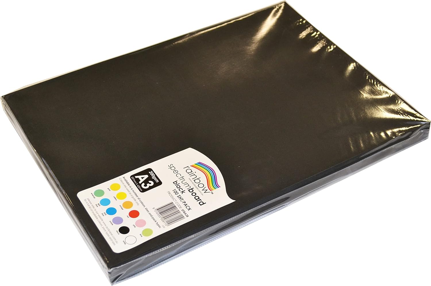 Rainbow A3 Cardboard 100 Sheets, Black image number 1