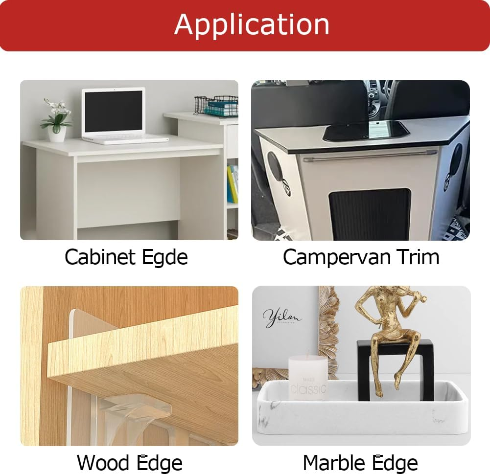 Aroilder U Shape Plywood Edge Banding, Fit 3/4 Inch Edge, Desk Edge Protector, Self-Adhesive Edge Trim for Veneer, Furniture, Countertop, Table, Sheet Metal, Black, 20Ft image number 3