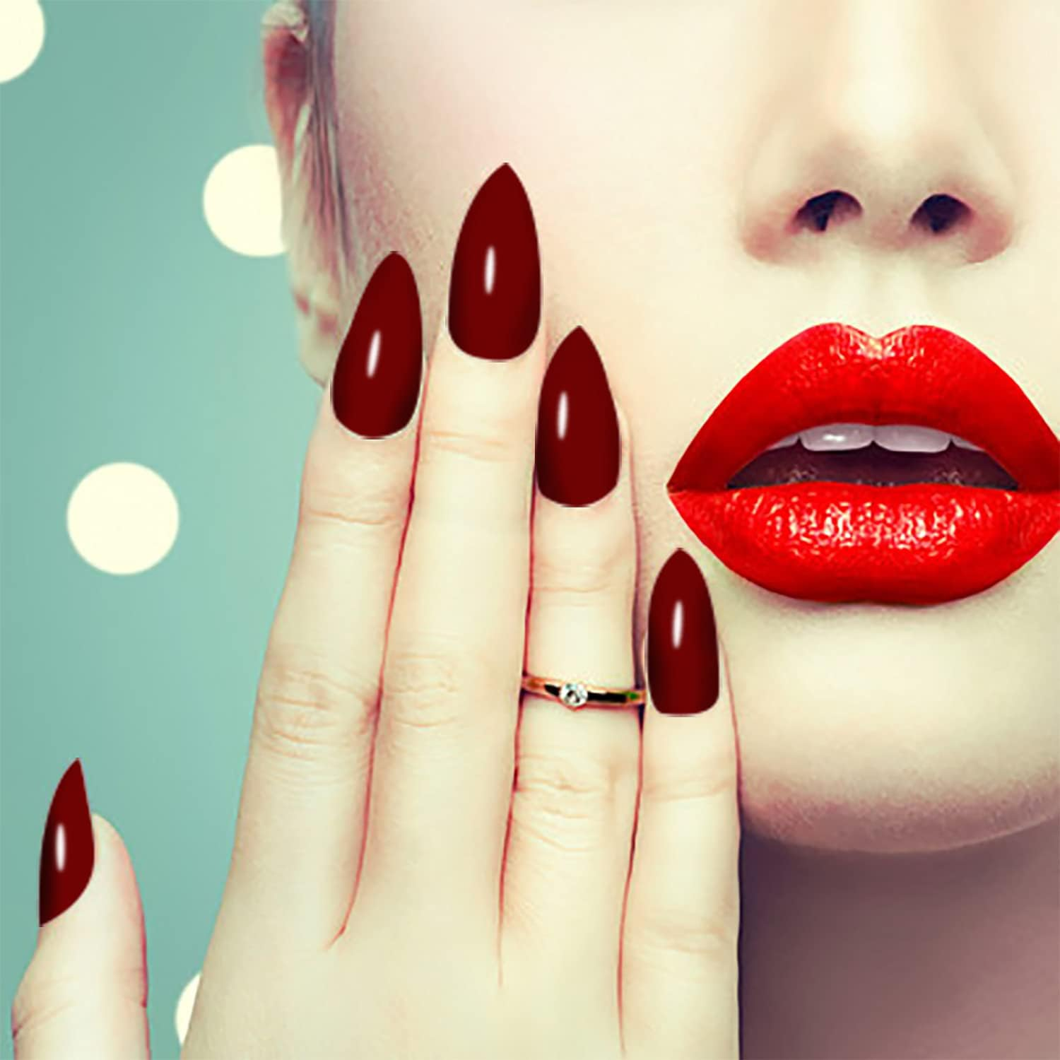 WOKOTO 20 Sheets Red Series Solid Color Full Nail Wraps with Nail File Self-Adhesive Nail Polish Stickers Real Nail Polish Strips for Women Stick on Nails Strips image number 4