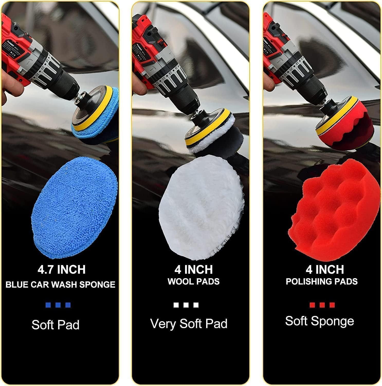 50 Piece Drill Brush Attachment Set Scrub Pads Scouring Pads Power Scrubber Brush with Extend Long Attachment All Purpose Clean for Grout, Tiles, Sinks, Bathtub, Bathroom, Kitchen