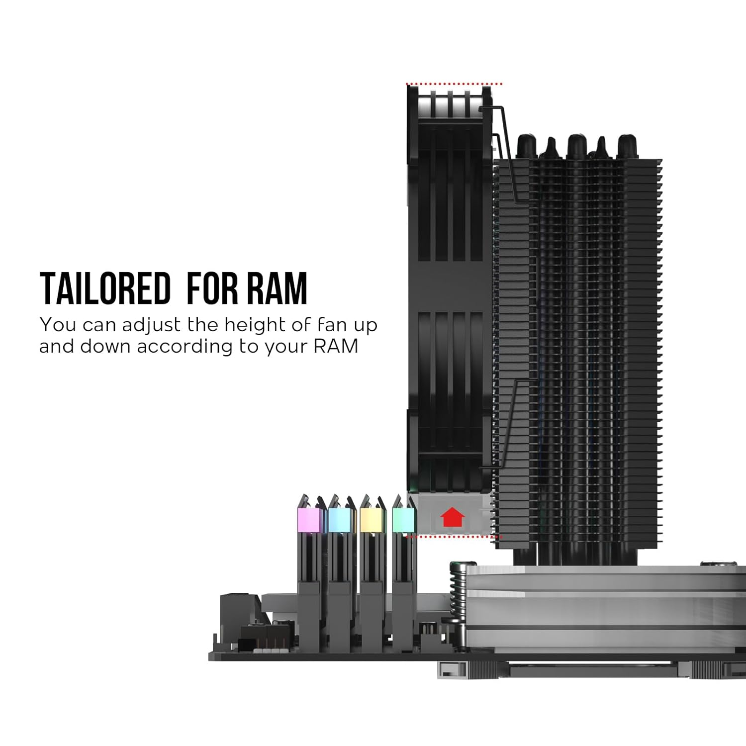 Vetroo V5 Black CPU Cooler W/5 Heat Pipes 120Mm ARGB & PWM Fan 150W TDP Air Cooler for Intel LGA 1700/1200/115X AMD AM5/AM4 W/Addressable RGB Lighting Sync