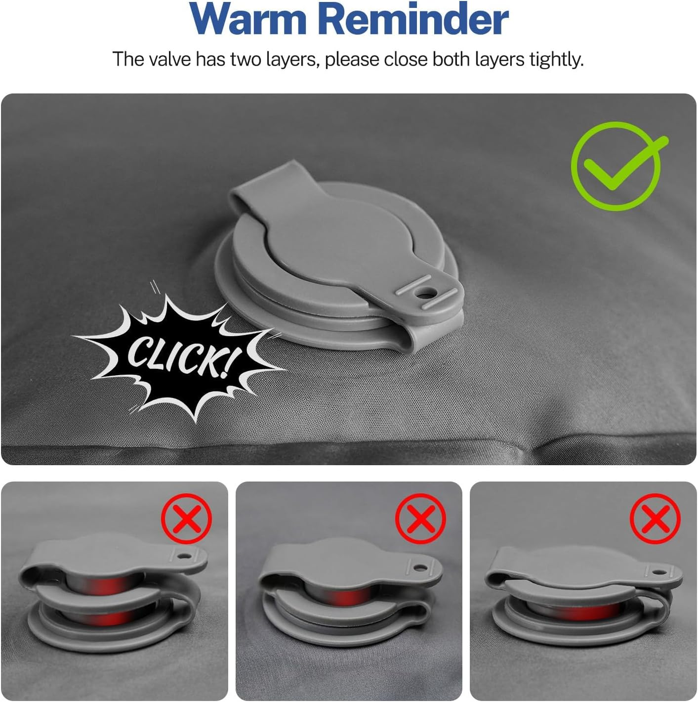 Double Sleeping Pad for Camping, 16 Cm Thick Self-Inflating Air Mattress， 2 Person with Pillow and Foot Pump Camping Sleeping Mat，Ultralight Mat for Backpacking, Hiking, Portable Camping Pad (Blue) image number 5