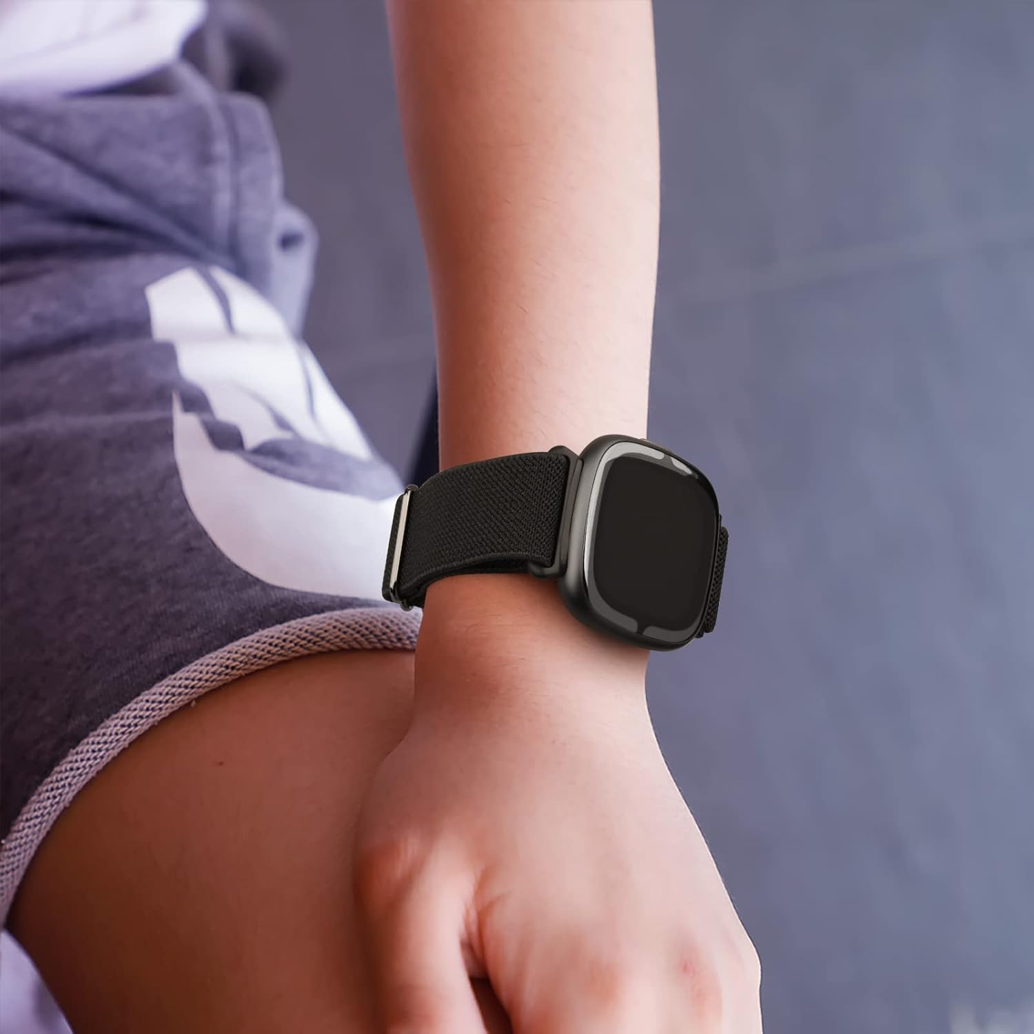 Elastic Solo Loop for Fitbit Versa 4 Band & Sense 2 Band Women/Men, Soft Stretchy Loop Adjustable Sport Replacement Wristbands for Fitbit Sense/Sense 2/Versa 3/4 image number 5