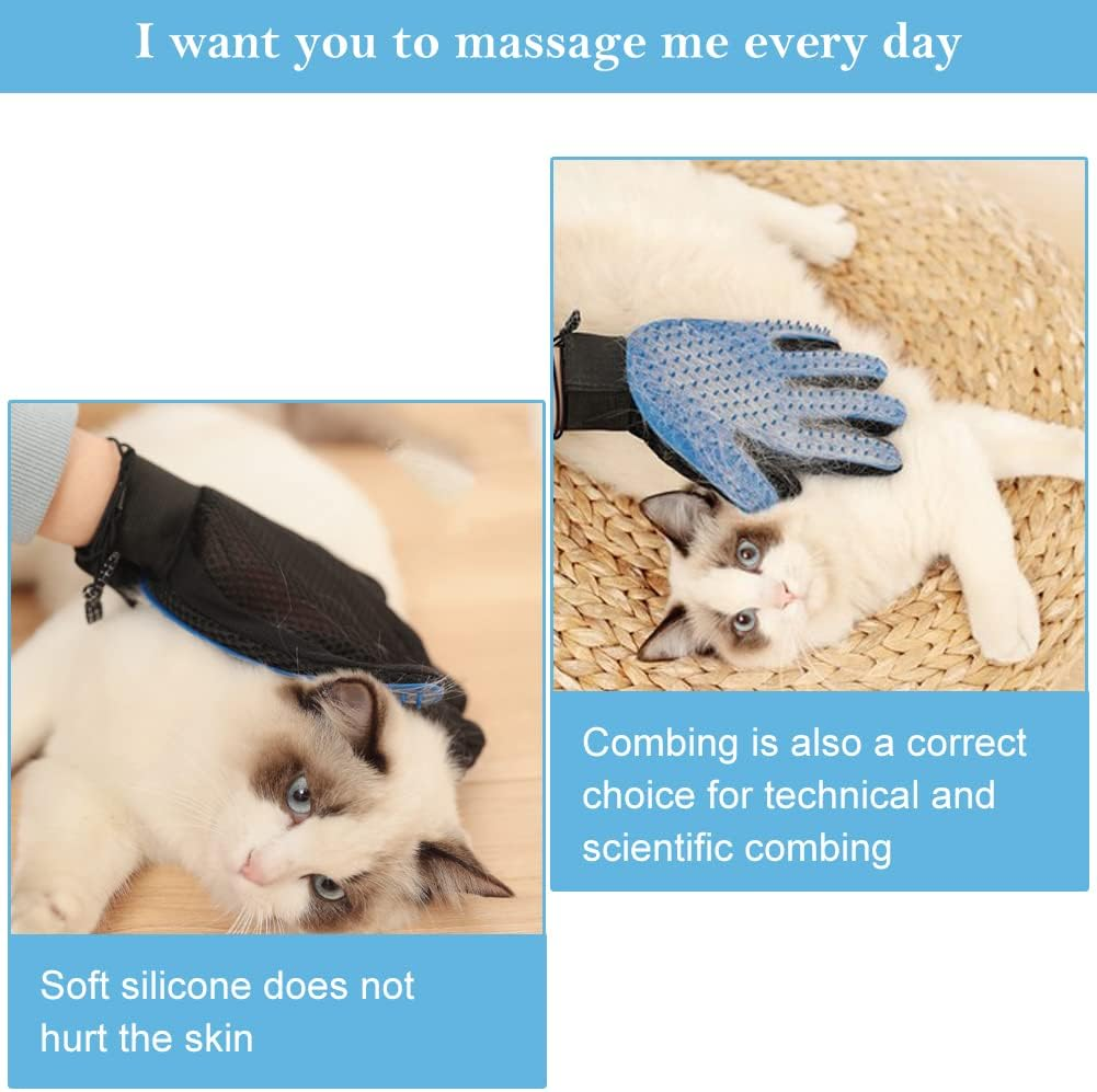 Washing Mitt for Cats, Cat Gloves, Cat Glove Grooming Brush, Silicone Glove, Cat Brush, Dog Brush, Care Glove for Pets, 1 Blue image number 4