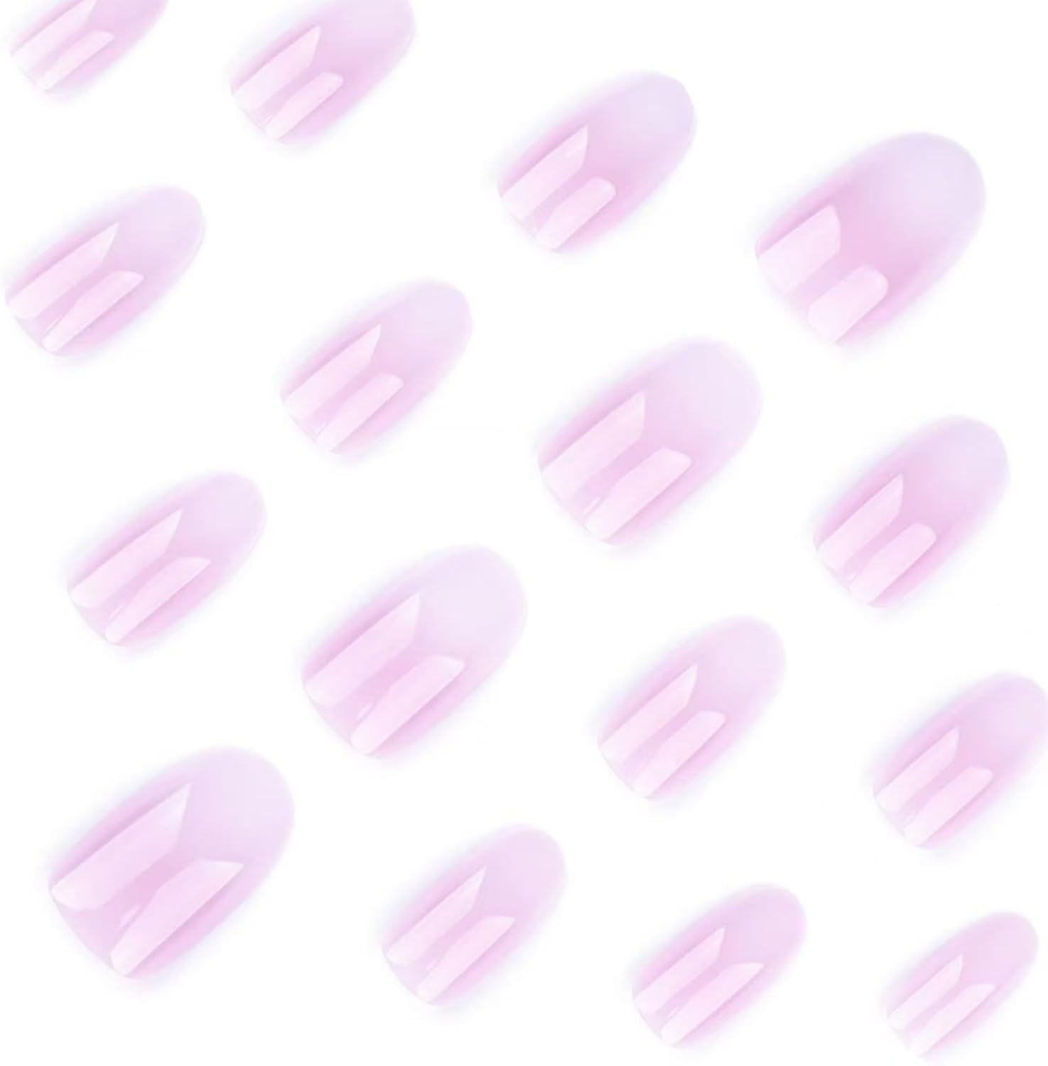 KAVI' S 24Pcs French Tip Stick on Nails Light Color Press on Nails Nude Pink Gradient Glitter Fake Nail Short Almond Acrylic False Nails Jerry Glue for Women Girls Nail Art image number 2