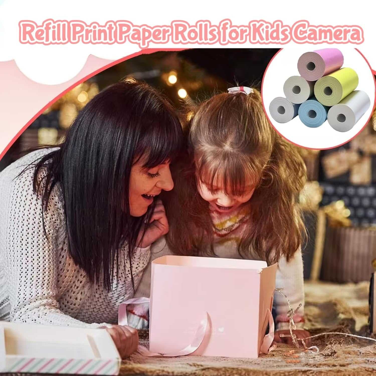 16 Rolls of Kids Instant Refill Paper, Thermal Printing Refill Paper Roll Photo Print HD, BPA Free- Suitable for Most Kids Instant Cameras （10 Rolls of White+6Color） image number 3