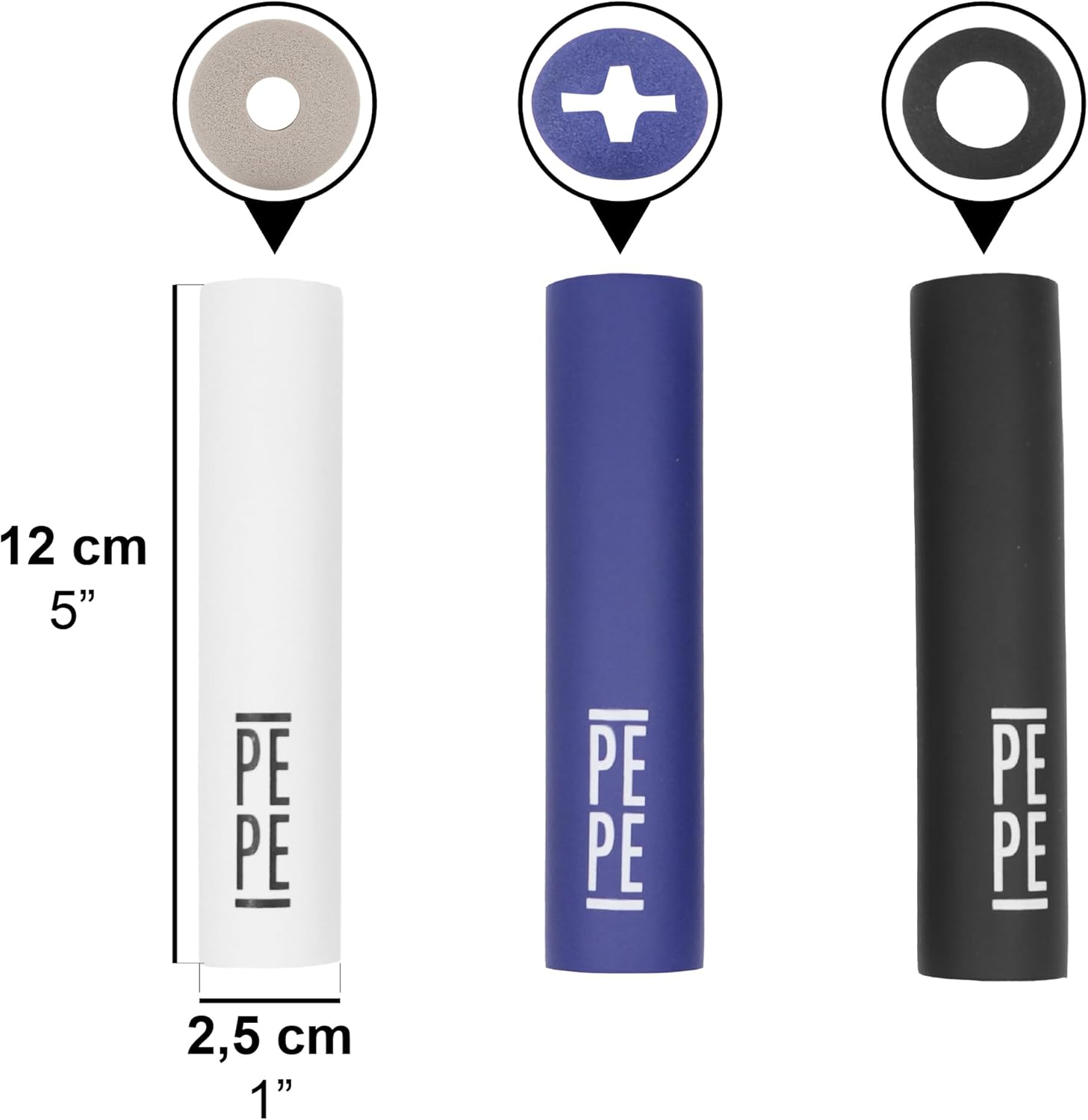 PEPE Grip Aids for Seniors (Pack of 6, 3 Different Formats), Handle Thickening for Cutlery 12 Cm, Arthritis Grip Thickening, Handle Thickener for Cutlery, Toothbrush, Pens Black, White, Blue image number 5