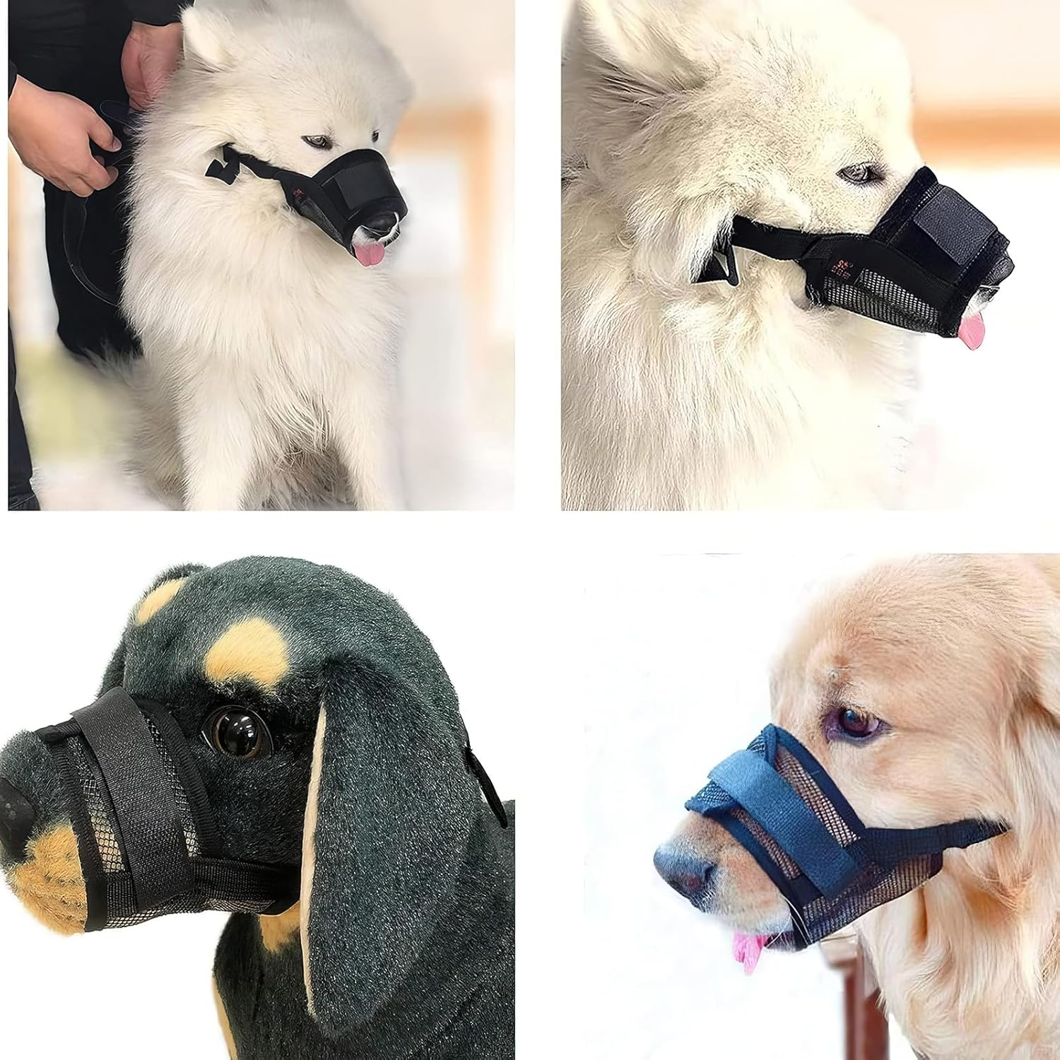 RTRTGS Nylon Muzzle for Dogs, Adjustable Loop, Breathable, Safe, Quick Fit for Small, Medium Dogs, Prevents Biting, Chewing and Barking (L, Black) image number 1