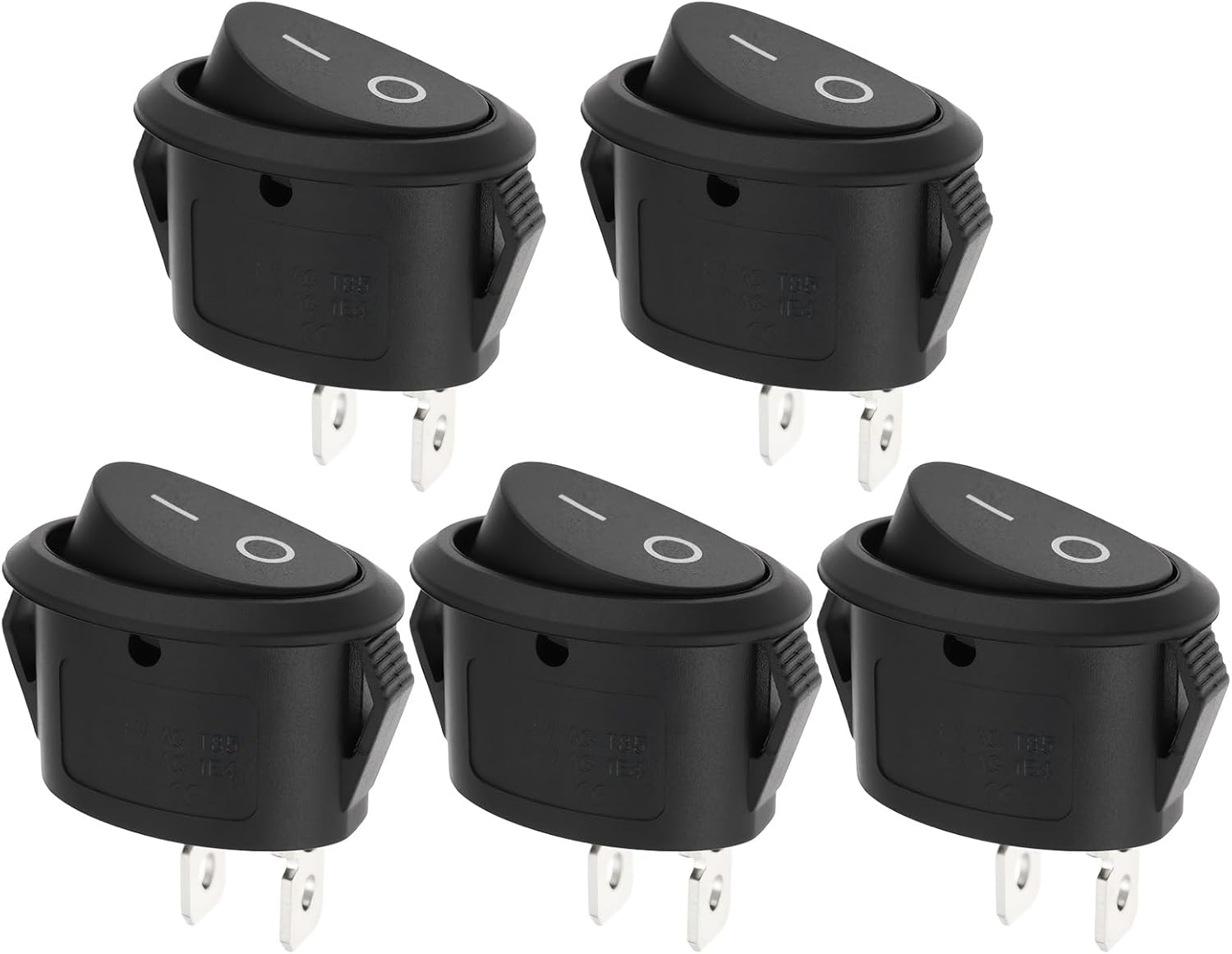 YINETTECH 5Pcs SPST Oval Rocker Switch 2Pin Toggle Switch 6A/250VAC 10A/125VAC for DIY Electronics image number 4