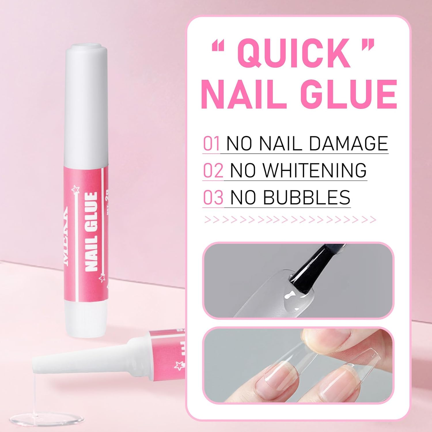 MEKK Nail Glue,Super Strong & Long-Lasting Nail Glue for Acrylic Nails,Press Ons & Nails Tips,Professional Adhesive for Nail Art Supplies,0.07Oz/Pcs (12PCS) image number 4