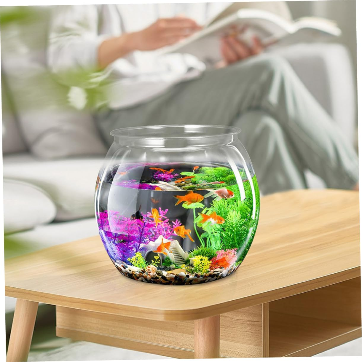 Abaodam Compact Transparent Desktop Aquarium Tank for Goldfish and Small Turtles Break Resistant Plastic Fish Bowl with Clear View for Office and Home Use Multi Function Small Aquatic Pet image number 4