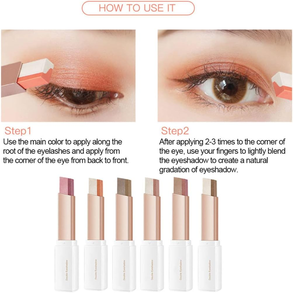 Eyeshadow Stick Double Color Eye Shadow Stick 2 in 1 Gradient Shimmer Eye Shadow Eye Makeup 2.5G Eyeshadow Pencil Style5 image number 2