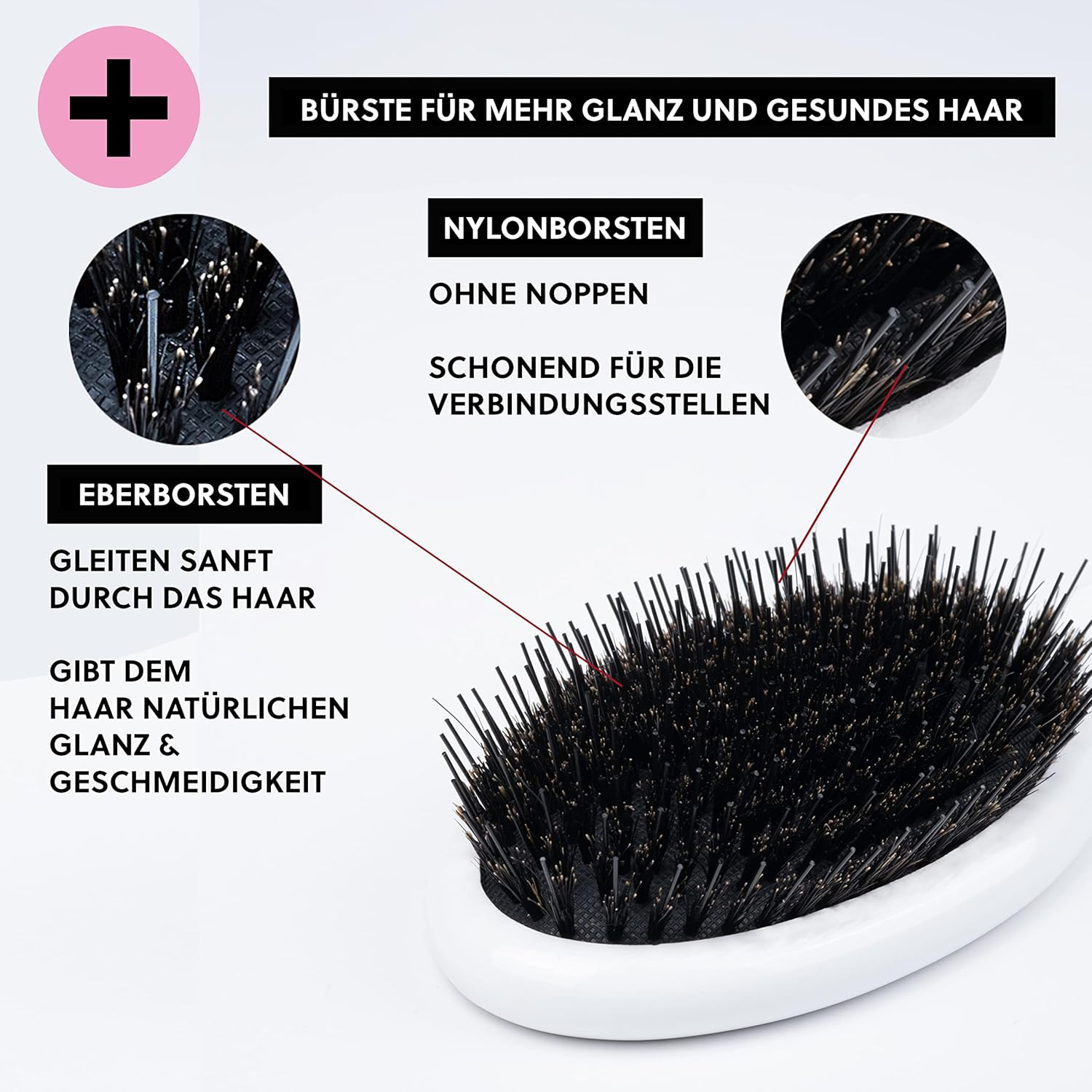 Longtime Hair&reg; Hair Brush for Extensions, Care Brush for Hair Extensions, Wig and Toupees, Wooden Handle with Boar Bristles and Nylon Bristles, Ideal for Detangling and Caring for Real Hair Extensions image number 6