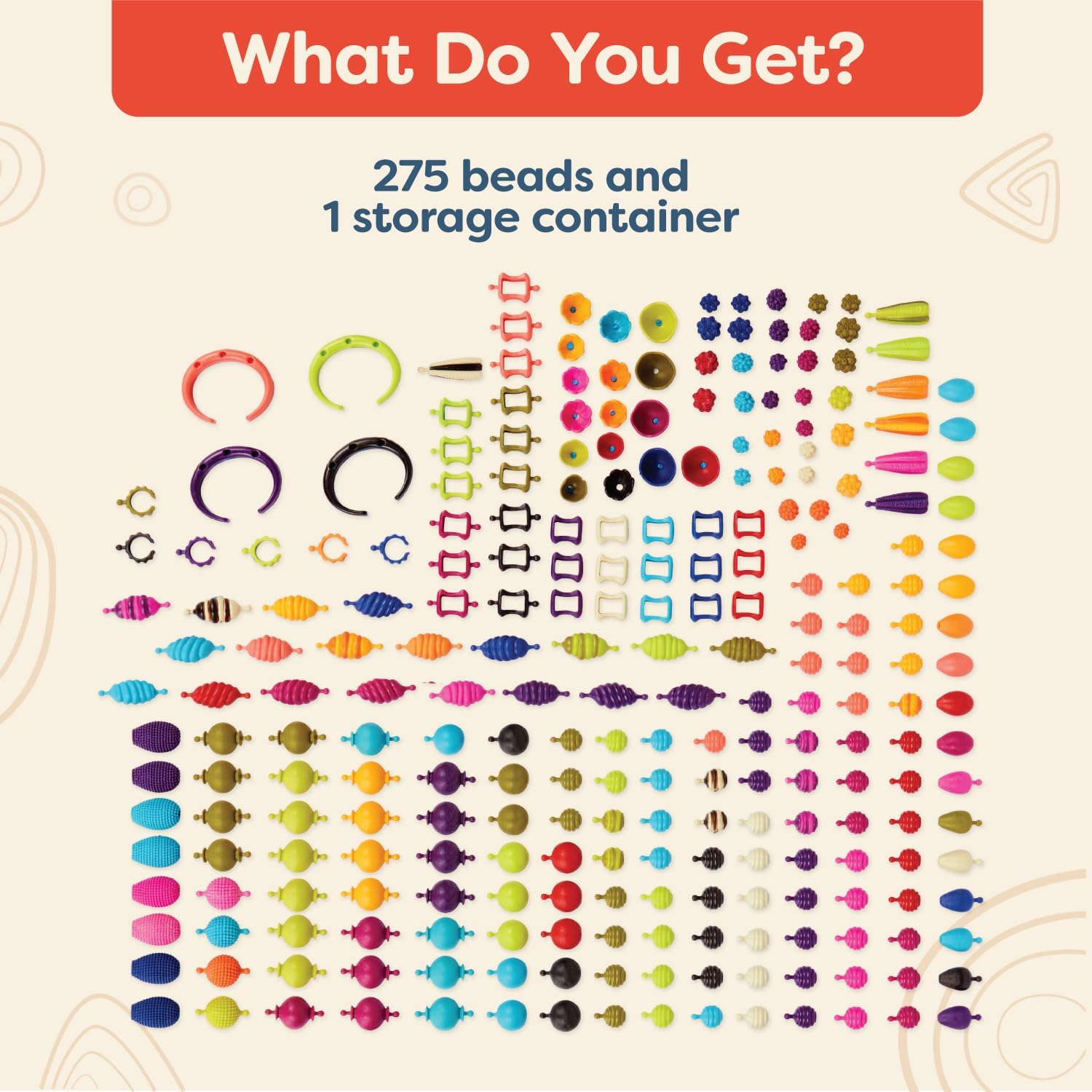 B. Toys &ndash; Pop Arty! 275 Pieces &ndash; Jewlery Making Kit &ndash; Creative Pop Snap Bead Set for Kids &ndash; DIY Craft Jewelry Making Kit &ndash; Necklaces, Rings, Bracelets &ndash; 4+ Years