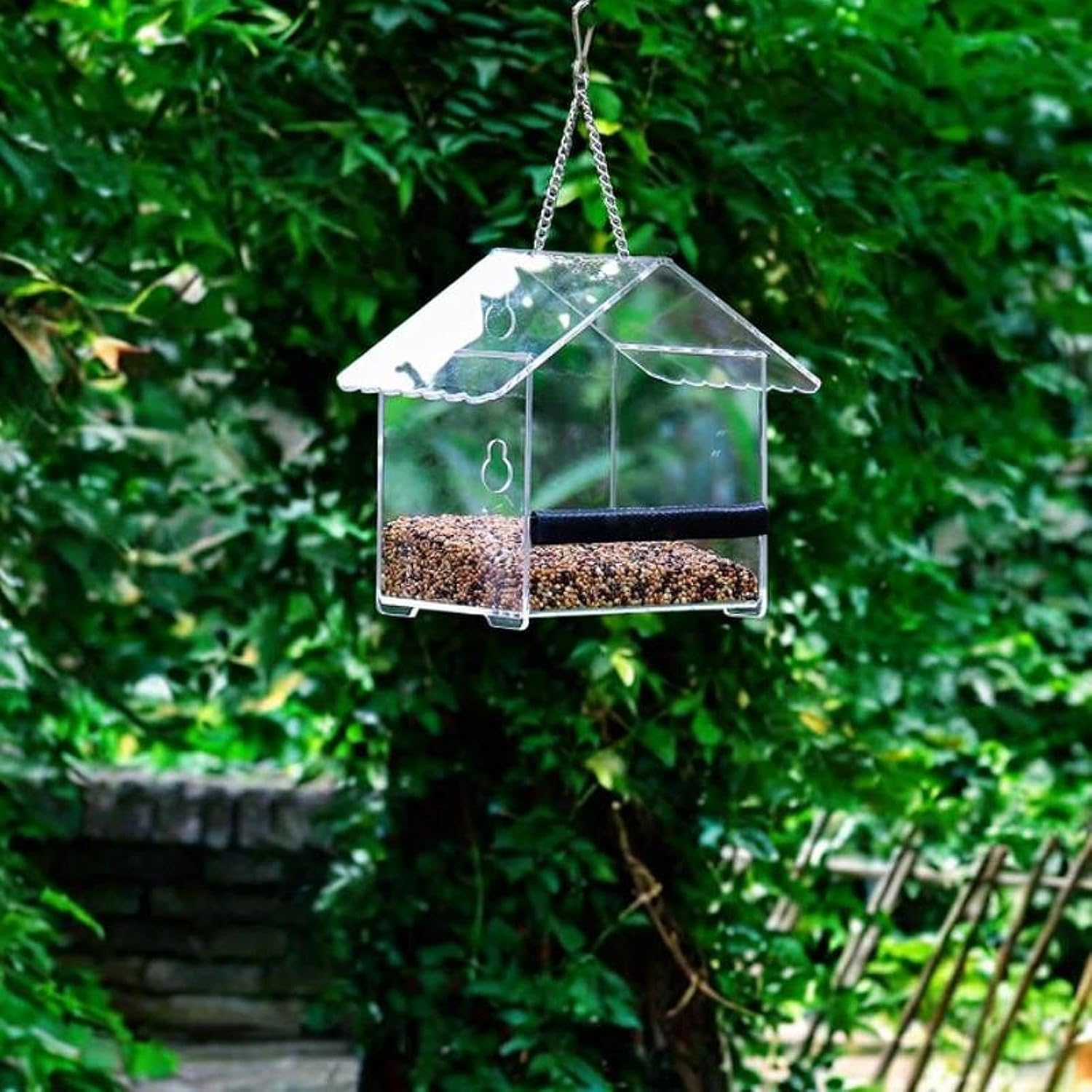 Folpus Window Bird Feeder Acrylic Clear Bird House 6.3X4.33X5.12Inch Garden Decor outside Hanging Birdfeeder for Outdoor Viewing image number 6