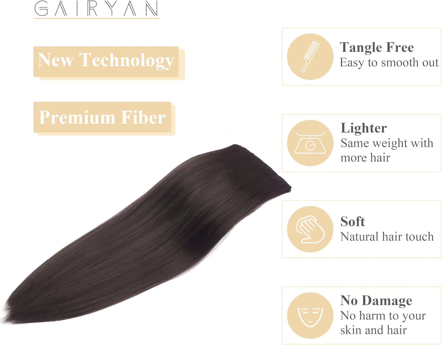 Gairyan 26Inch Straight Clip in Hair Extensions Long Full Head Hair Extension 8PCS Synthetic Hairpiece Natural Soft for Women (Medium Brown) image number 4