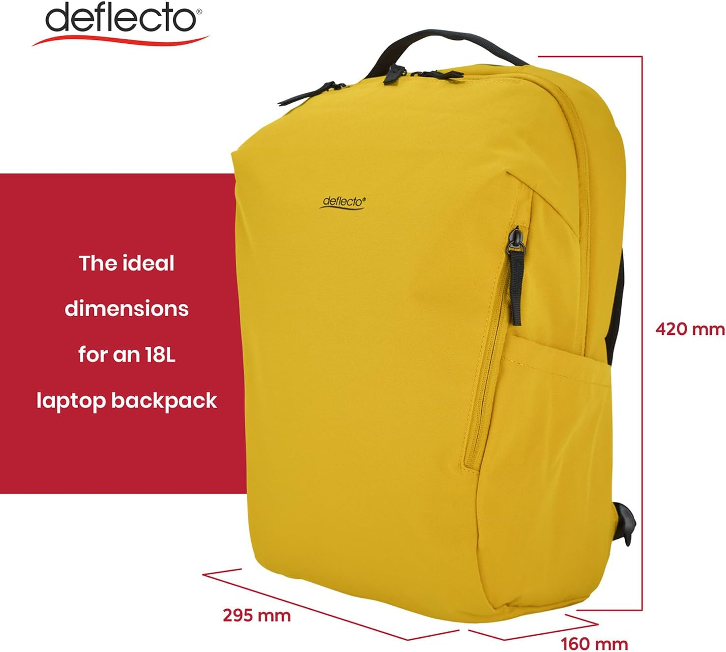 Deflecto 18L Laptop Backpack - Waterproof Recycled Fabric - 15.6" Padded Compartment - Hidden Secure Pocket & Digital Space - Adjustable Straps & Luggage Lanyard