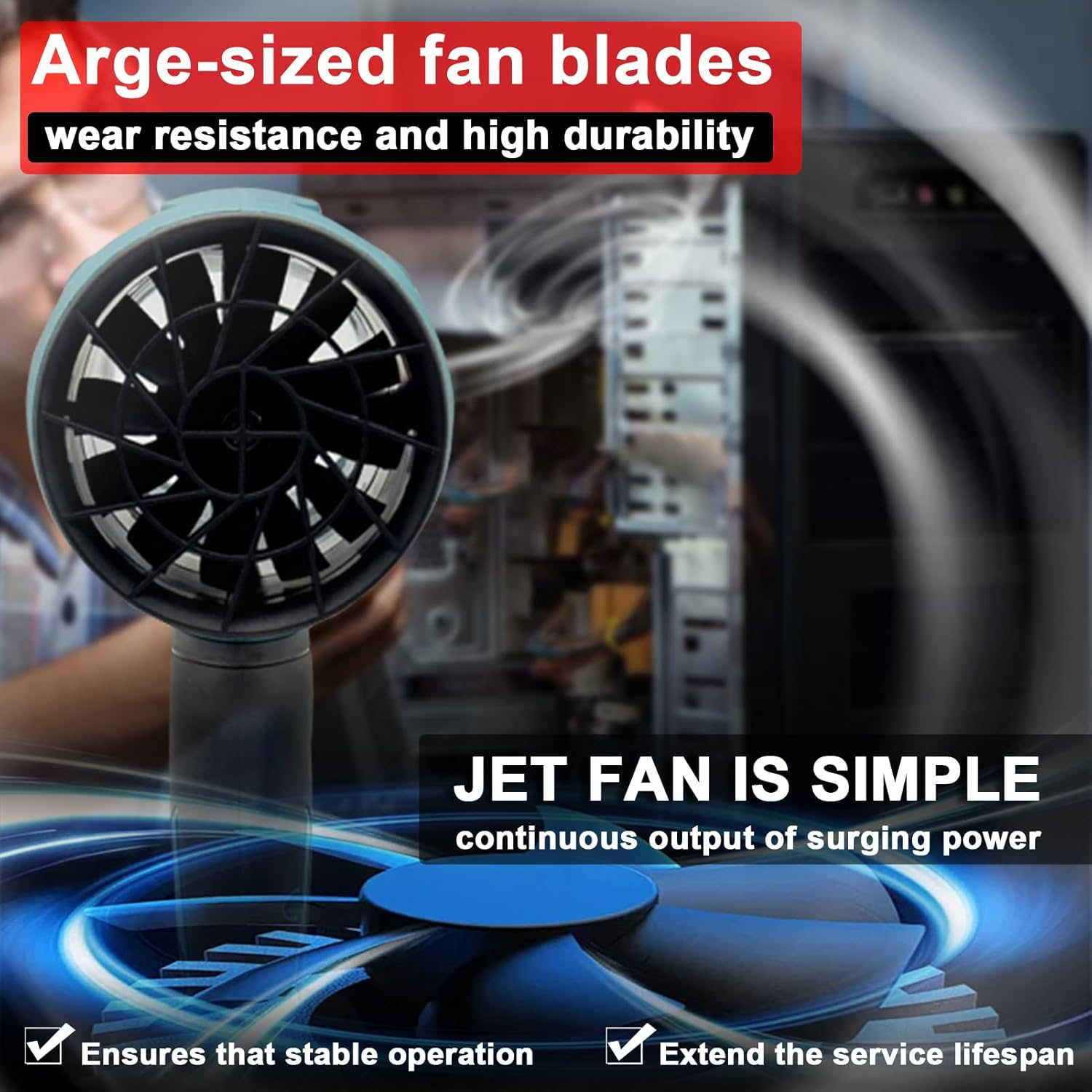 Cordless Leaf Blower, Mini Blower Compatible with Makita 18V 1000W, Brushless Motor Turbo Fan for Camping, Cleaning & Workshop, Battery Not Included, Hand-Held image number 3