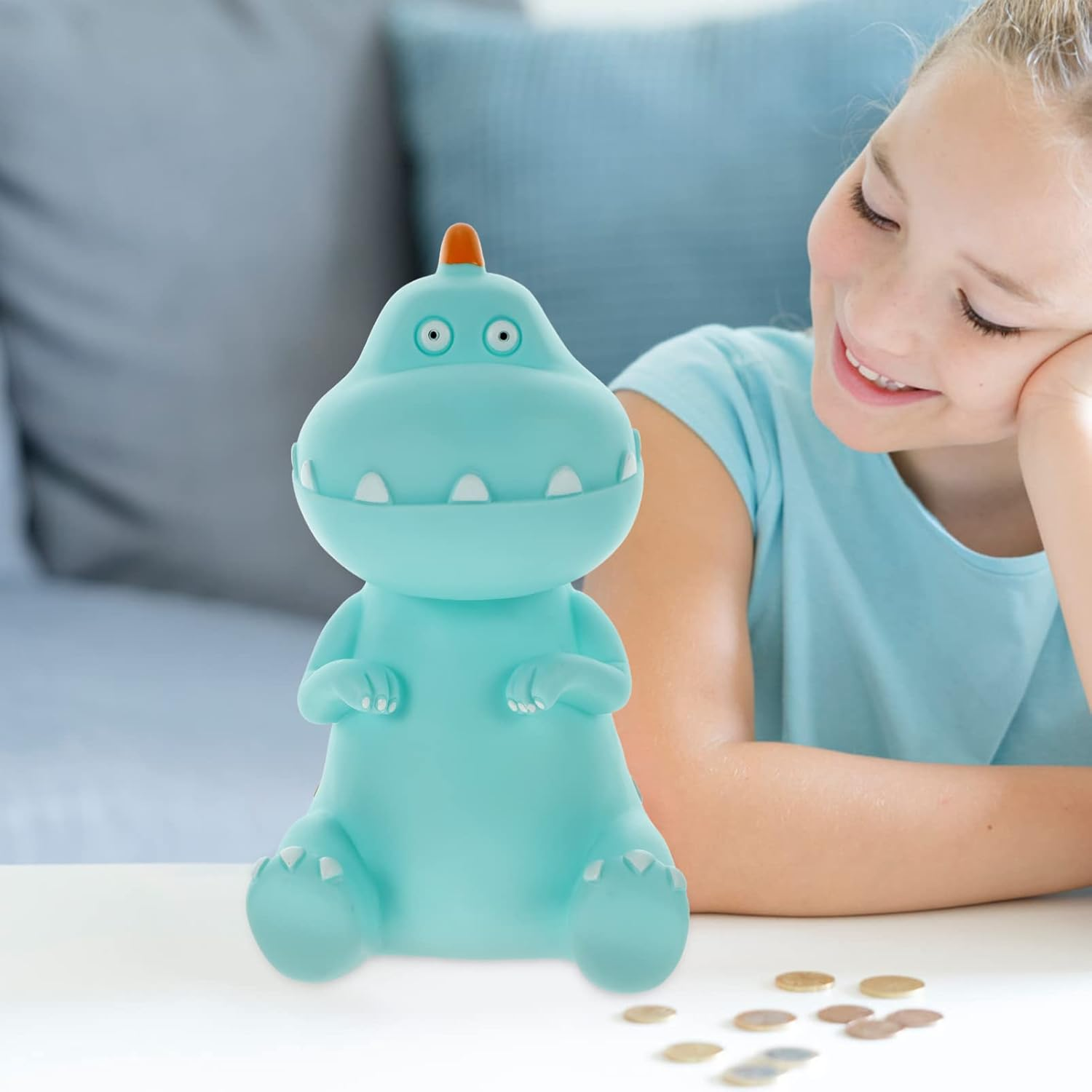 Toddmomy Dinosaur Piggy Bank for Kids, Unbreakable Plastic Money Box with Secure Lid, Coin Bank for Savings, Boys Girls image number 1