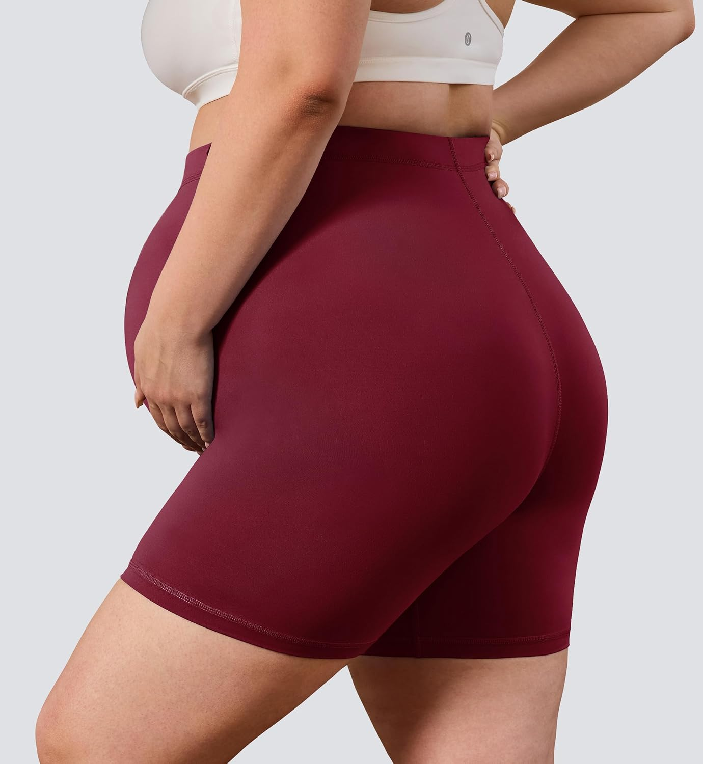 BONVIGOR Buttercloud Maternity Shorts over the Belly - 5" plus Size Pregnancy Biker Shorts Women Workout Yoga (L-5XL) image number 2